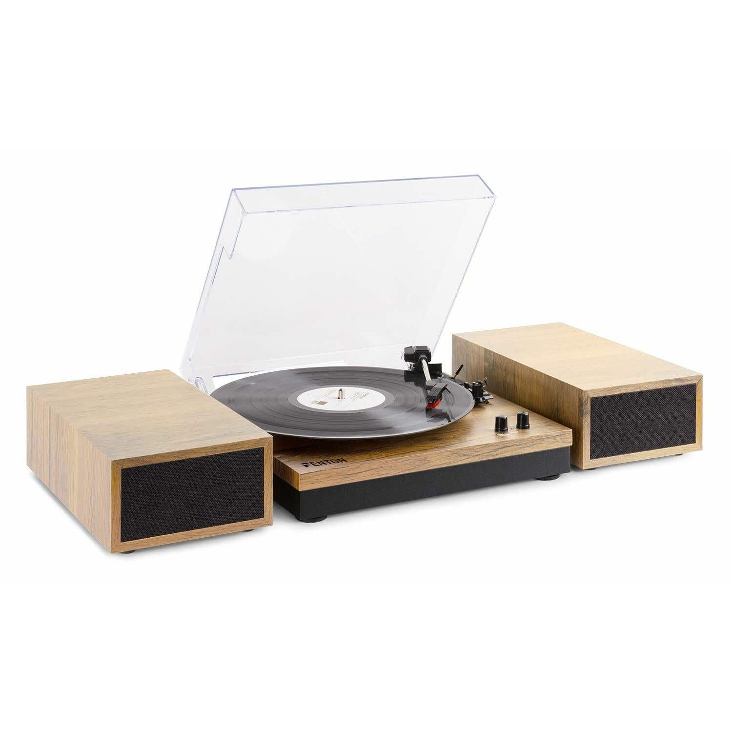 Reacondicionado - Fenton RP165L - Tocadiscos con Altavoces Integrados y Bluetooth - Color Madera Clara