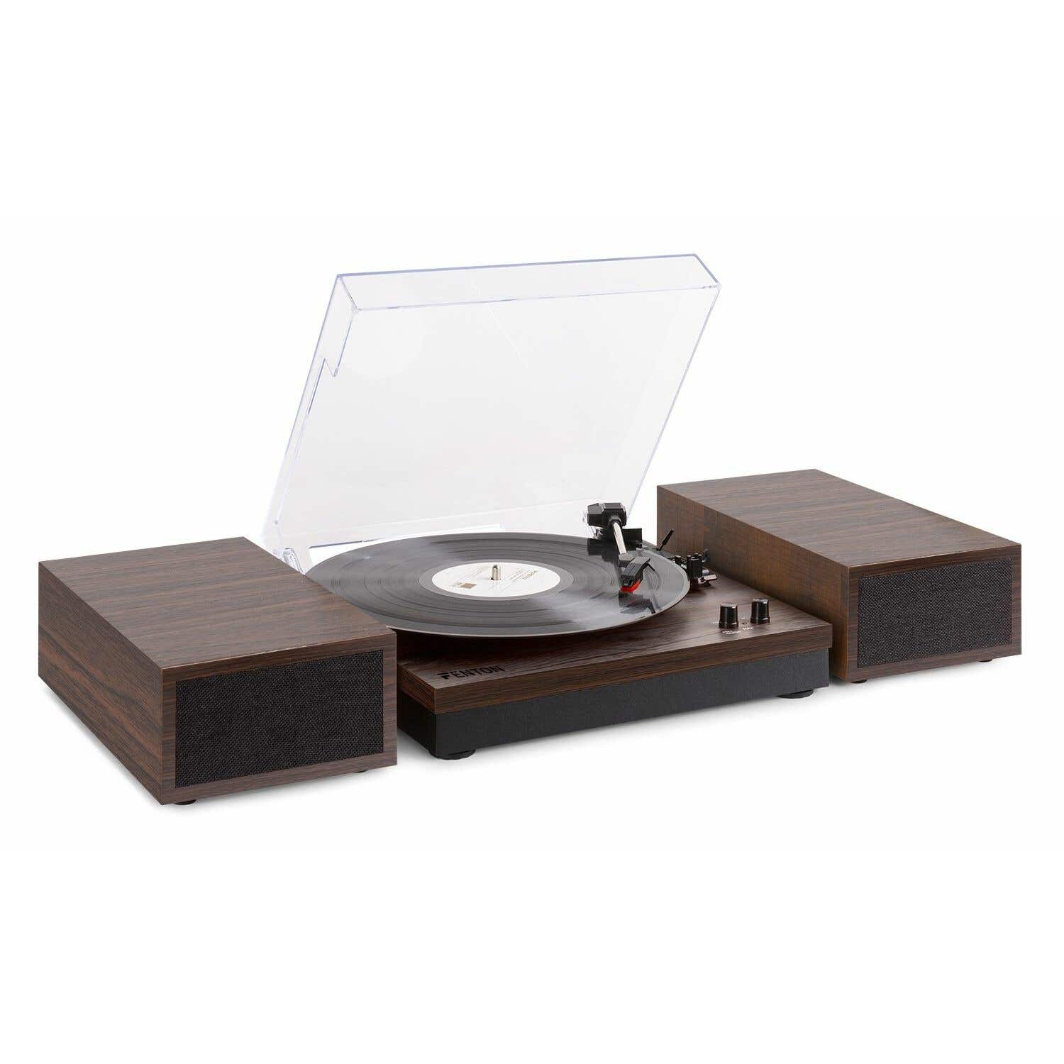 Reacondicionado - Fenton RP165D - Tocadiscos con Altavoces Integrados y Bluetooth - Color Madera Oscura