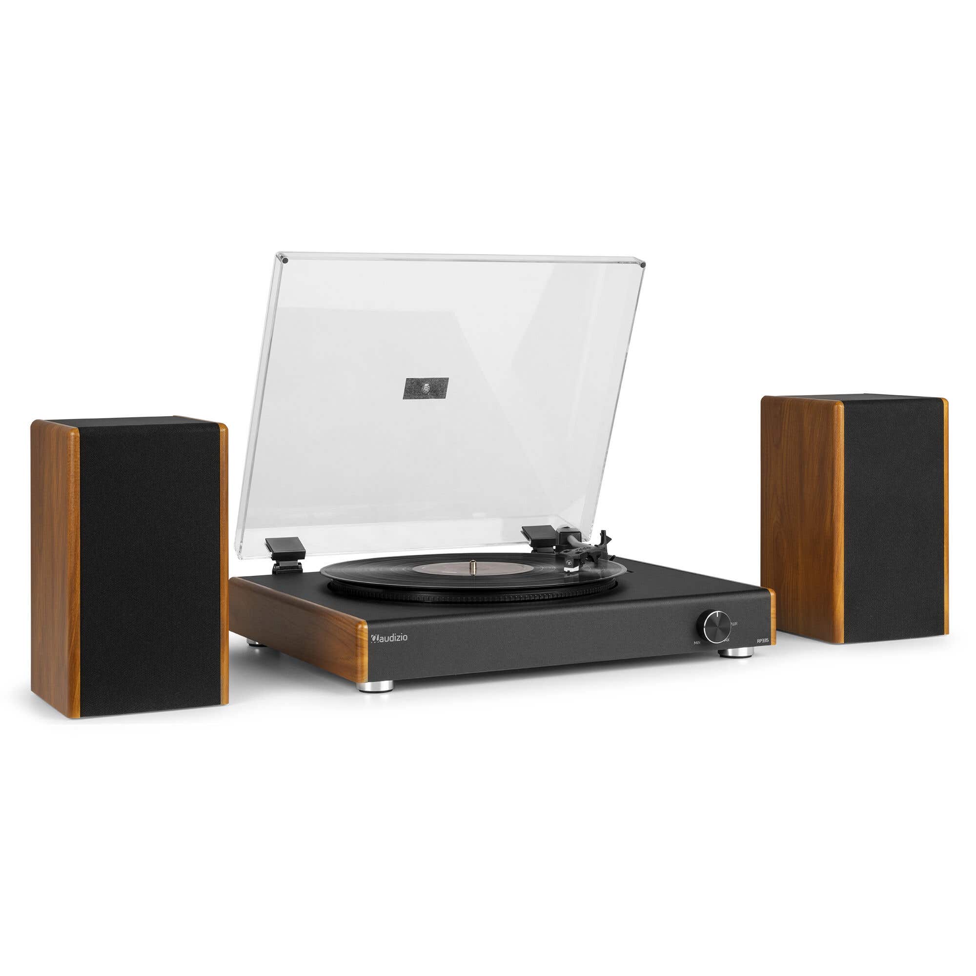 Reacondicionado - Audizio RP335 tocadiscos retro con altavoces - Tocadiscos Bluetooth - Aspecto madera