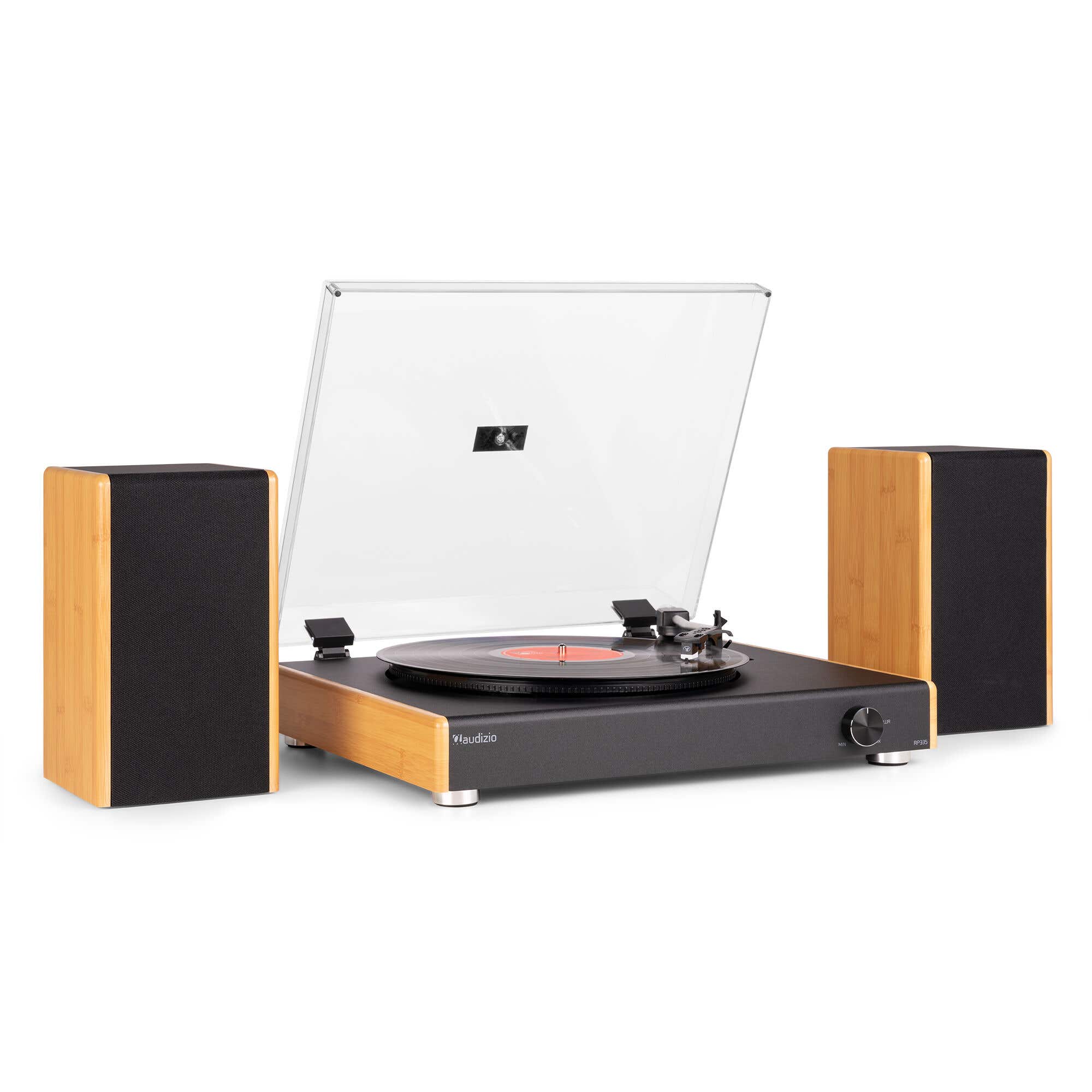 Reacondicionado - Audizio RP335BB – Tocadiscos de vinilo con altavoces de madera y Bluetooth