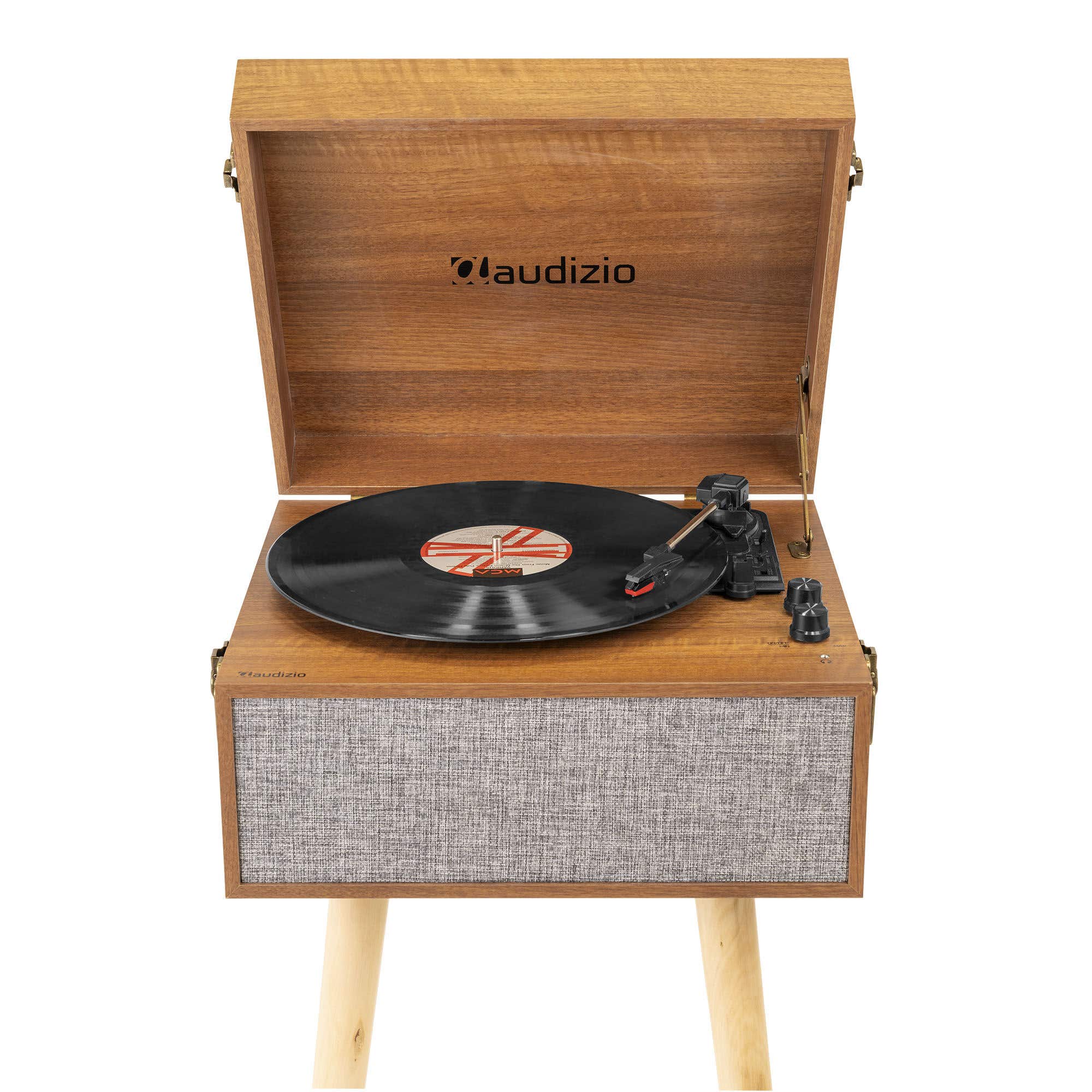Audizio Fremont Tocadiscos retro con mueble, Bluetooth con soportes extraíbles color madera