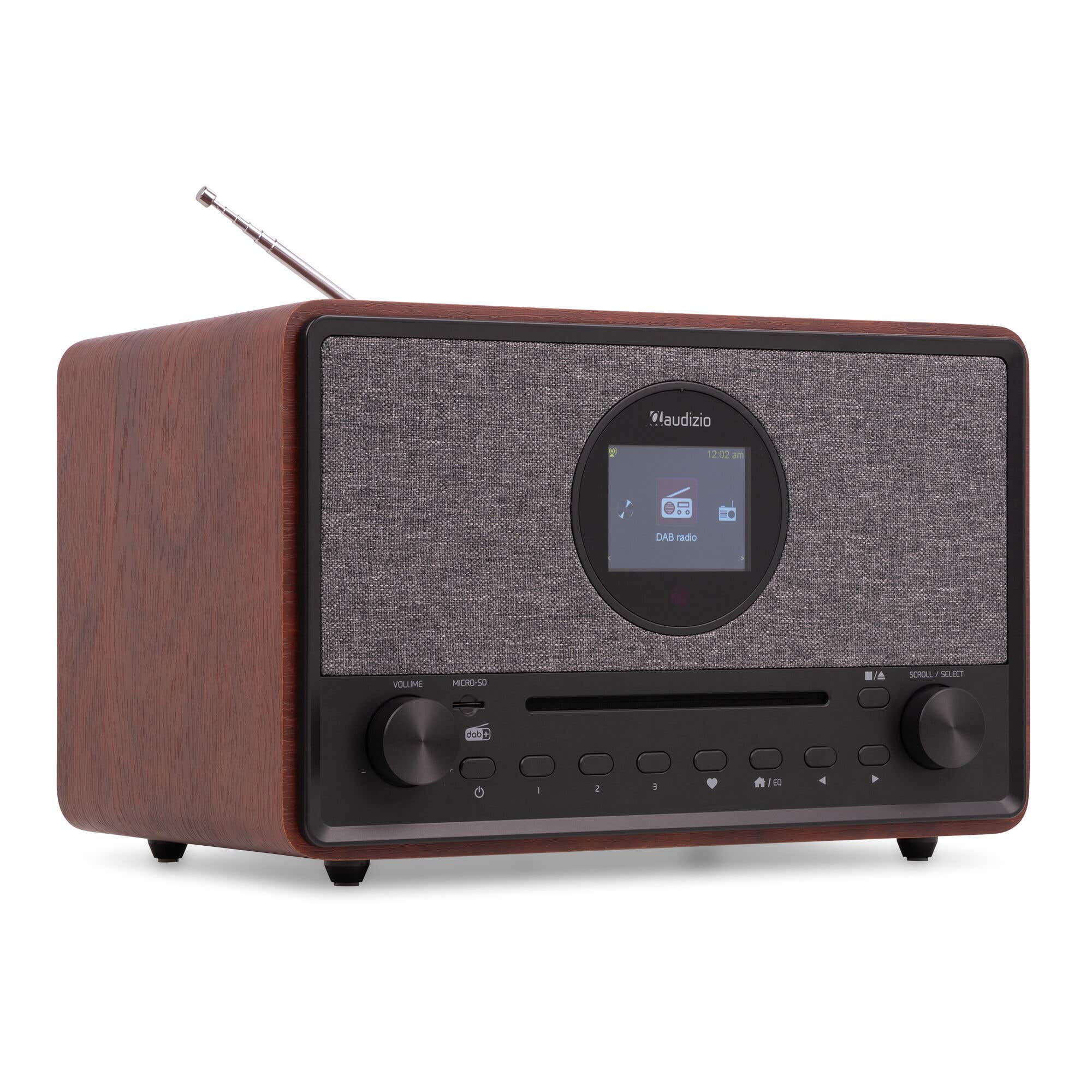 Audizio Lucca – Radio FM/DAB+ con reproductor de CD y Bluetooth, color marrón oscuro