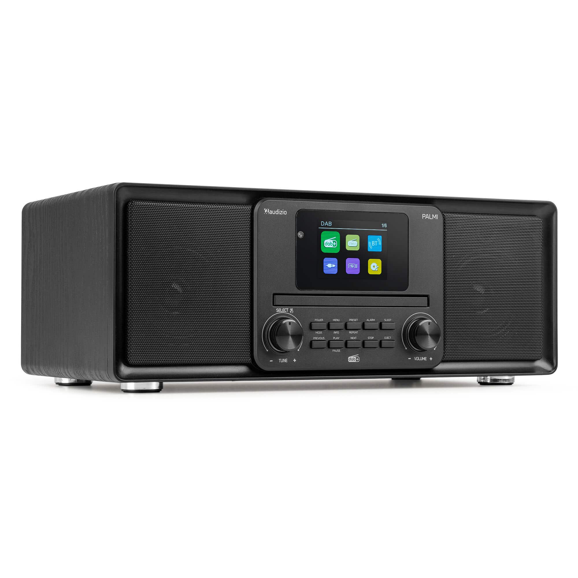Audizio Palmi - Radio portátil DAB+ con reproductor de CD, Bluetooth, USB y 60W color negro