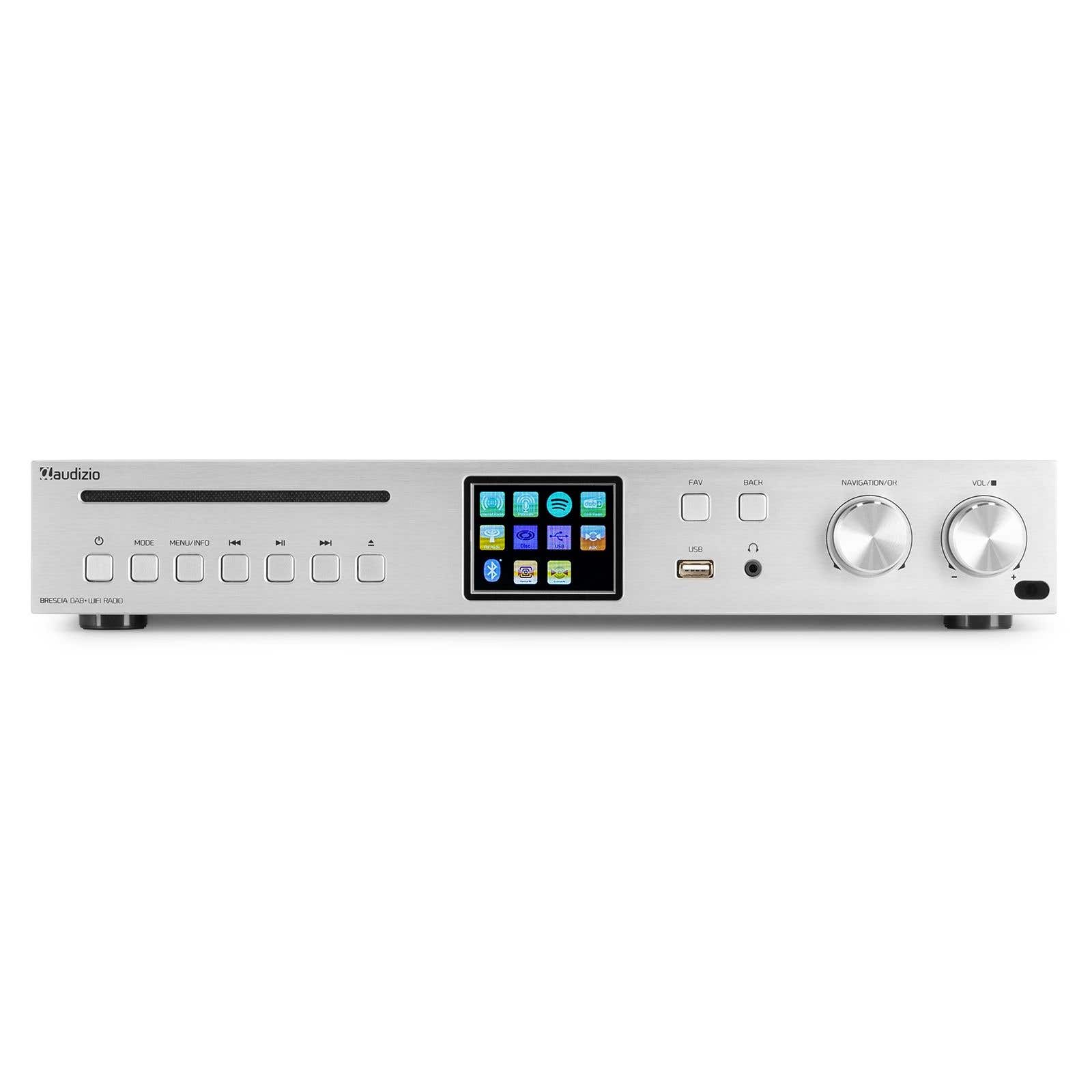 Audizio Brescia Internet Receiver with Amplifier, DAB+ and CD Player Aluminium