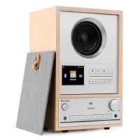 Audizio Canzo – Radio por Internet DAB+/FM, Bluetooth, USB, 40W, pantalla a color, diseño compacto, color madera clara