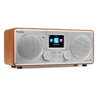 Audizio Foza - Radio WiFi Internet DAB+ FM Bluetooth USB AUX,pantalla a color, altavoces estéreo, color madera y plateado