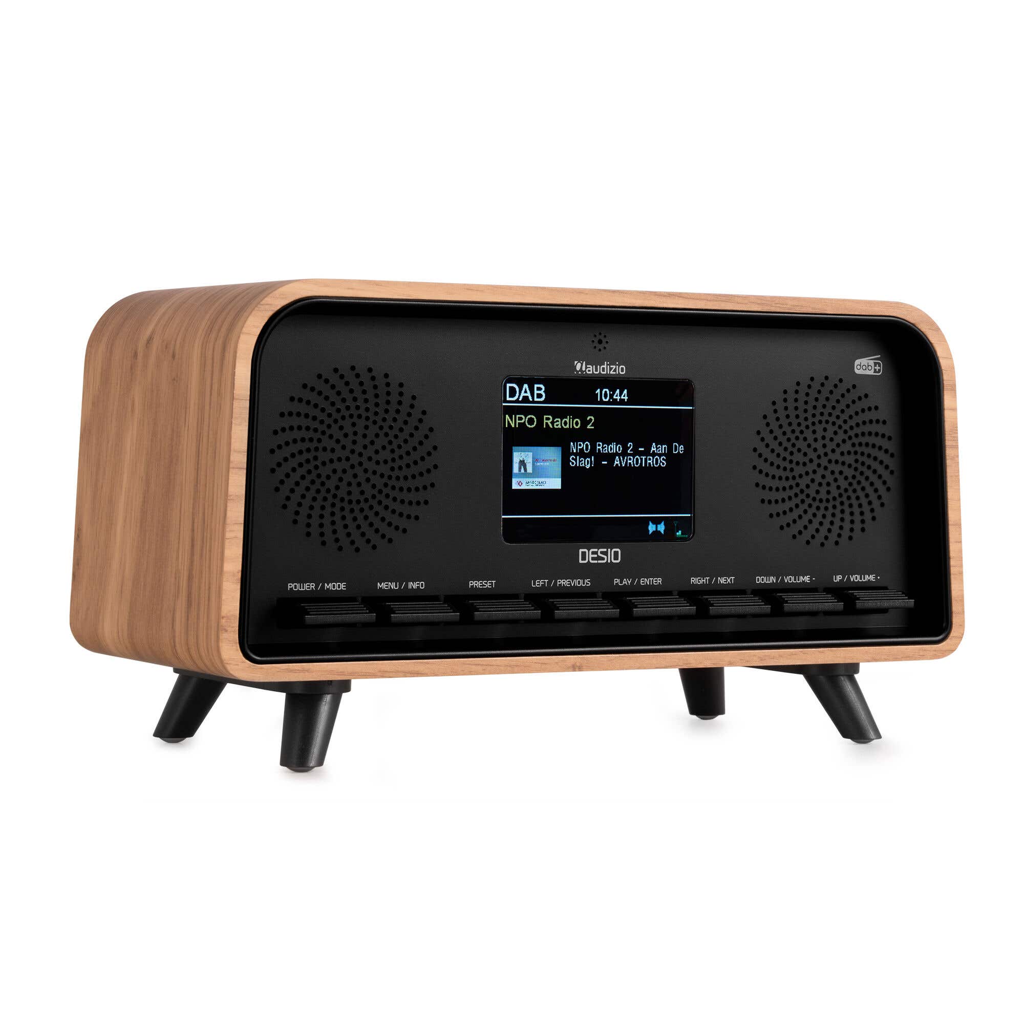 Reacondicionado - Audizio Desio DAB – Radio Bluetooth retro portátil con DAB+, FM y USB, color madera clara