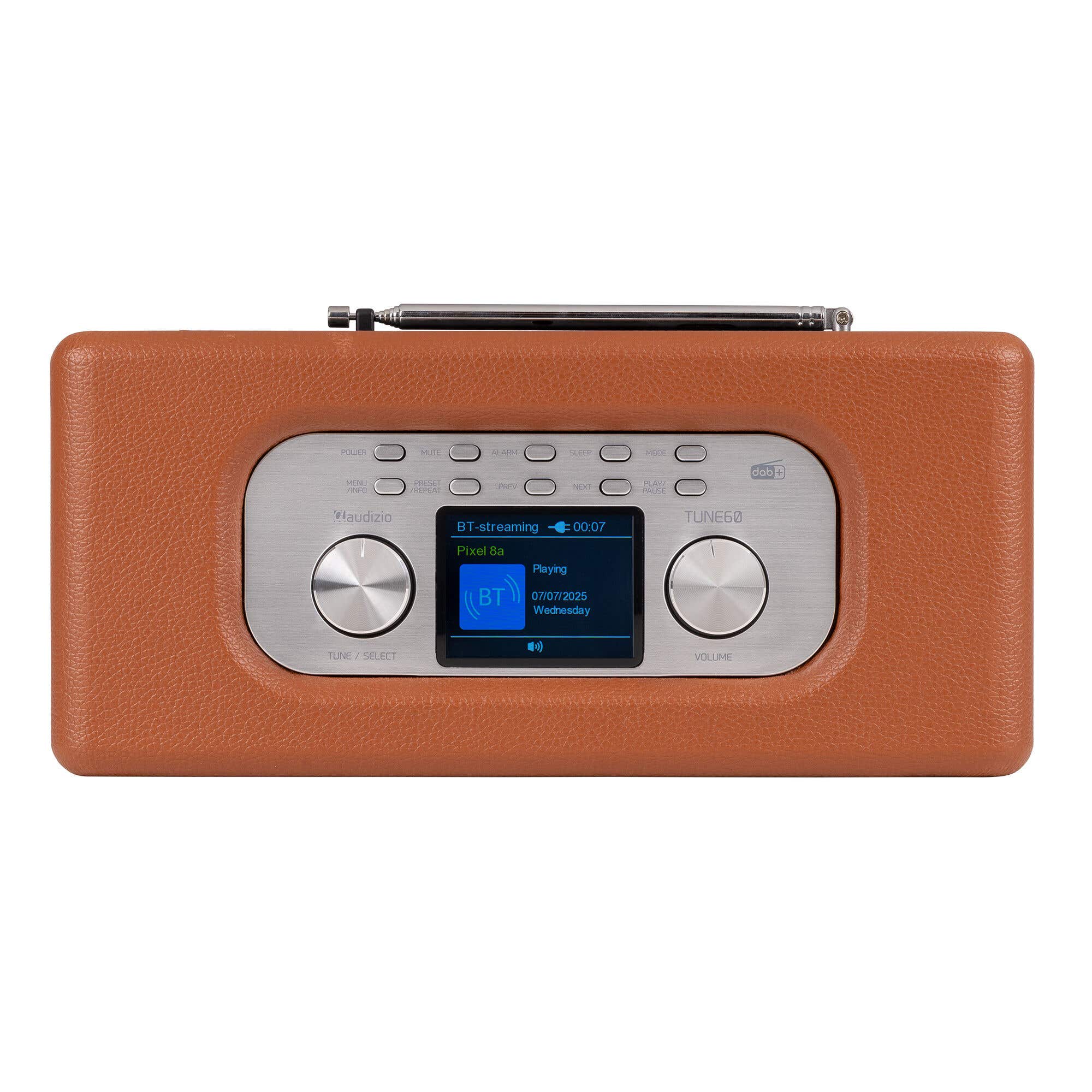 Audizio Tune60 – Radio retro DAB+/FM con Bluetooth y altavoces de 40W – Color marrón