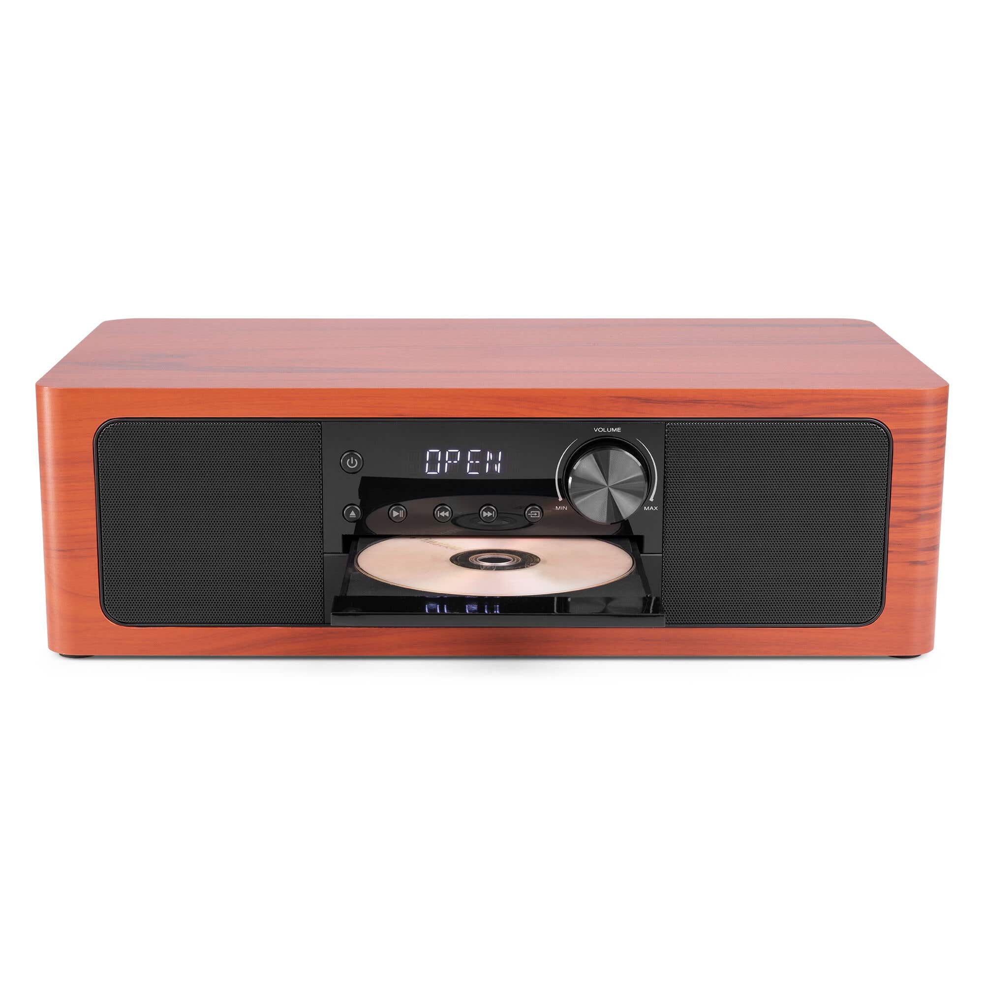 Audizio Lunata – Radio DAB+ con reproductor de CD, Bluetooth 5.3, HDMI ARC y 100W – Color madera de cerezo