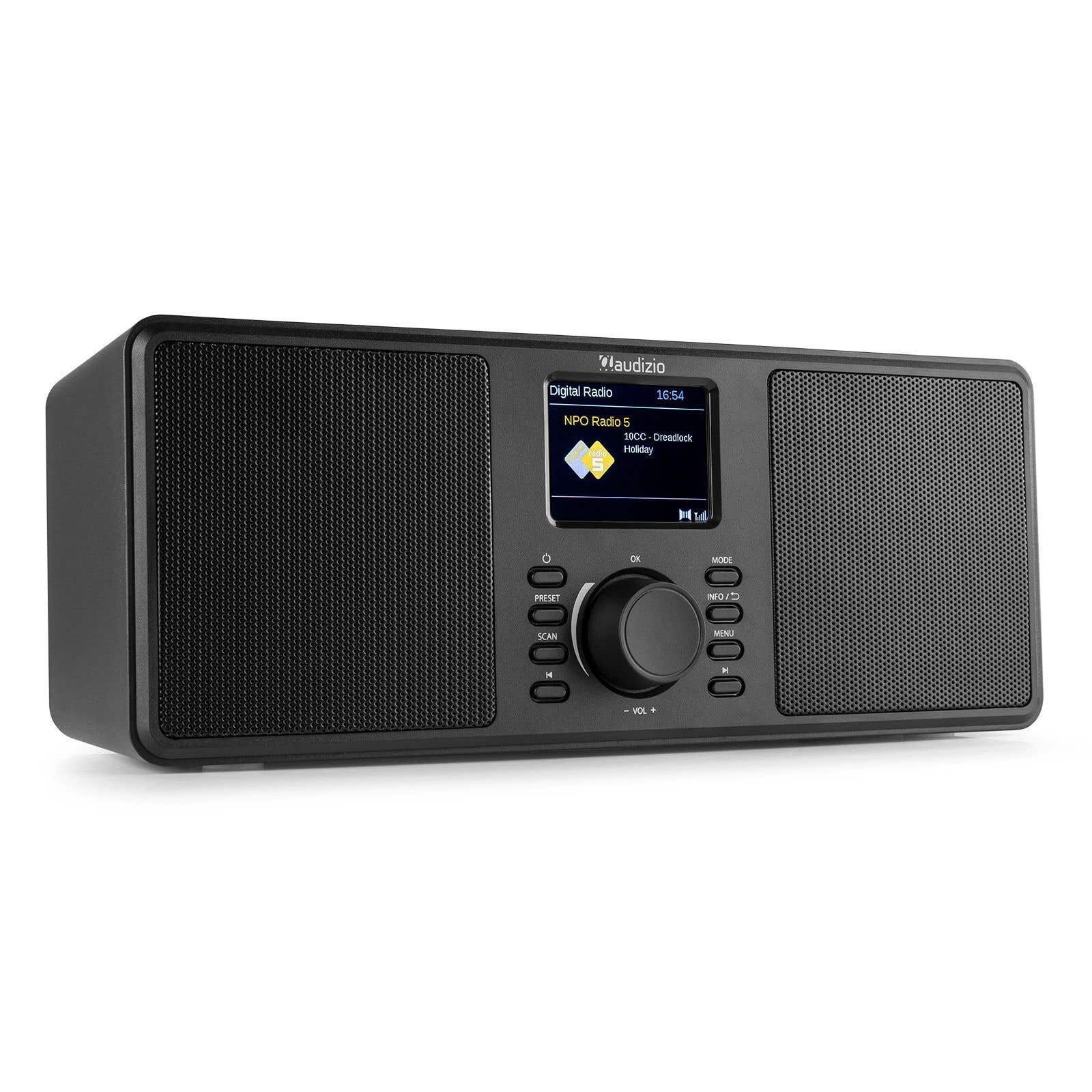 Reacondicionado - Audizio Monza – Radio estéreo DAB/FM con altavoz Bluetooth, pantalla LCD y sonido DSP 50W, color Negra
