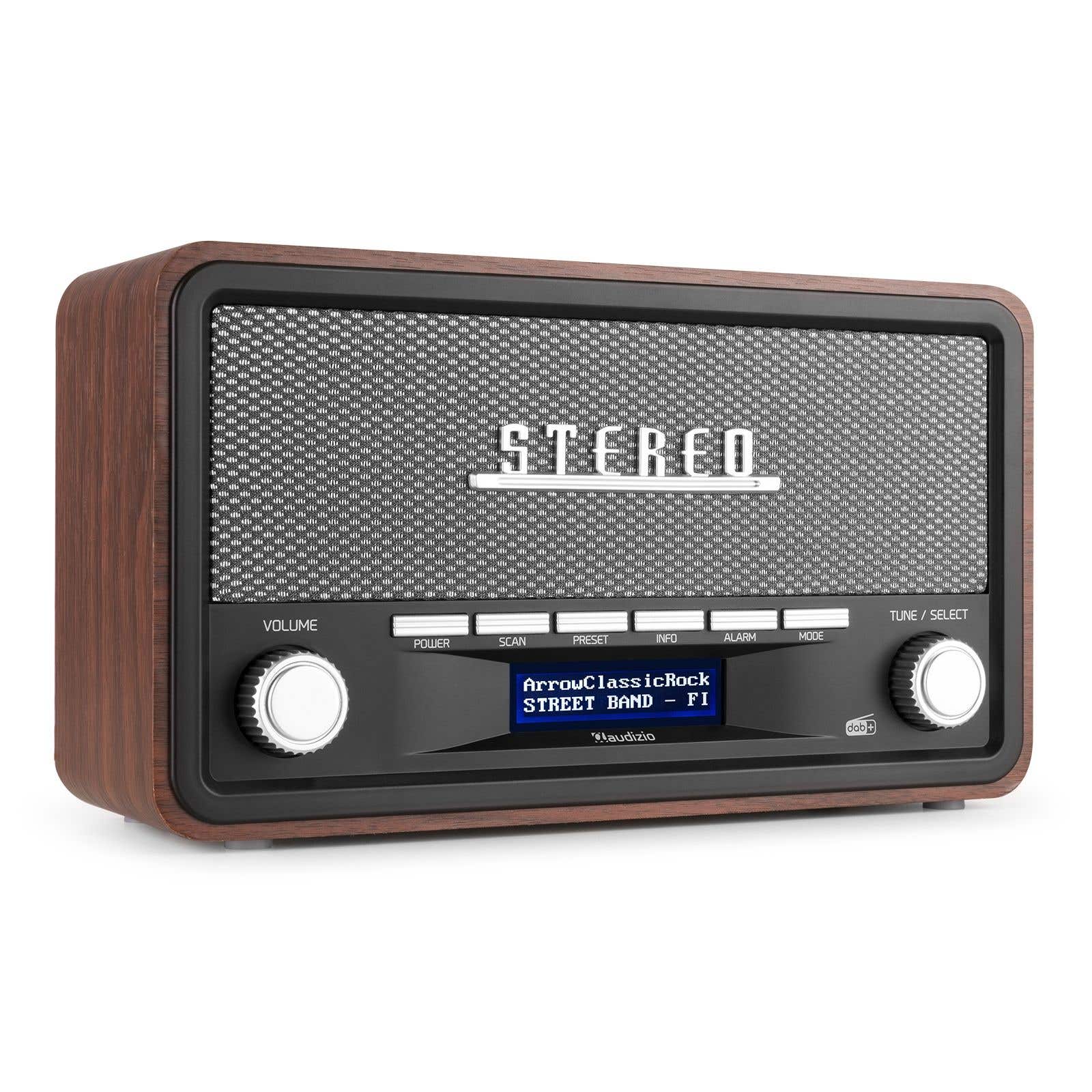 Audizio Foggia Radio retro FM/DAB+ con Bluetooth - Radio estéreo portátil con alarma - 50W - Gris