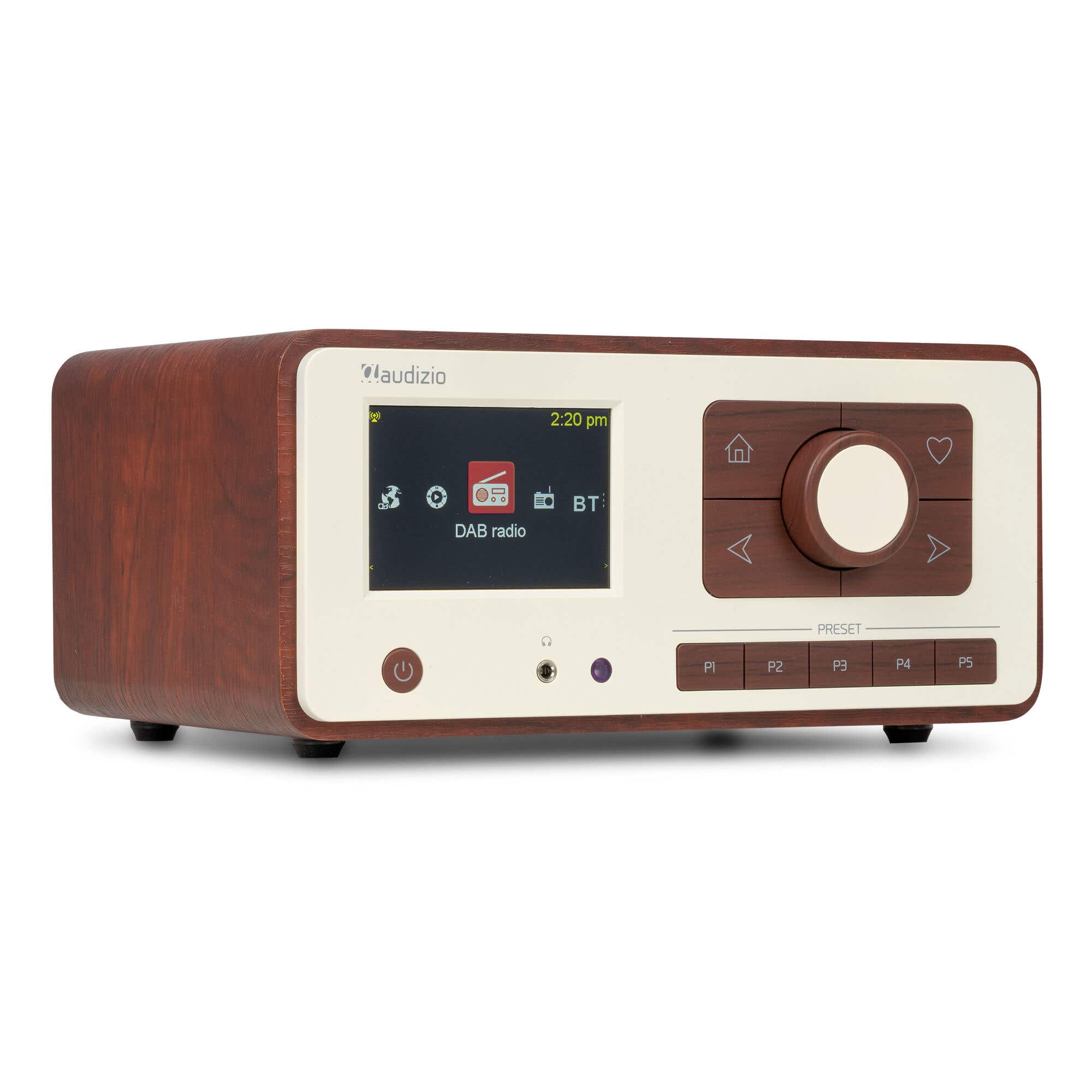 Reacondicionado - Audizio Dozza – Radio DAB+ FM Internet con Bluetooth 5.3, WiFi, 40W, display 3.5", despertador y mando a distancia, color madera y blanco