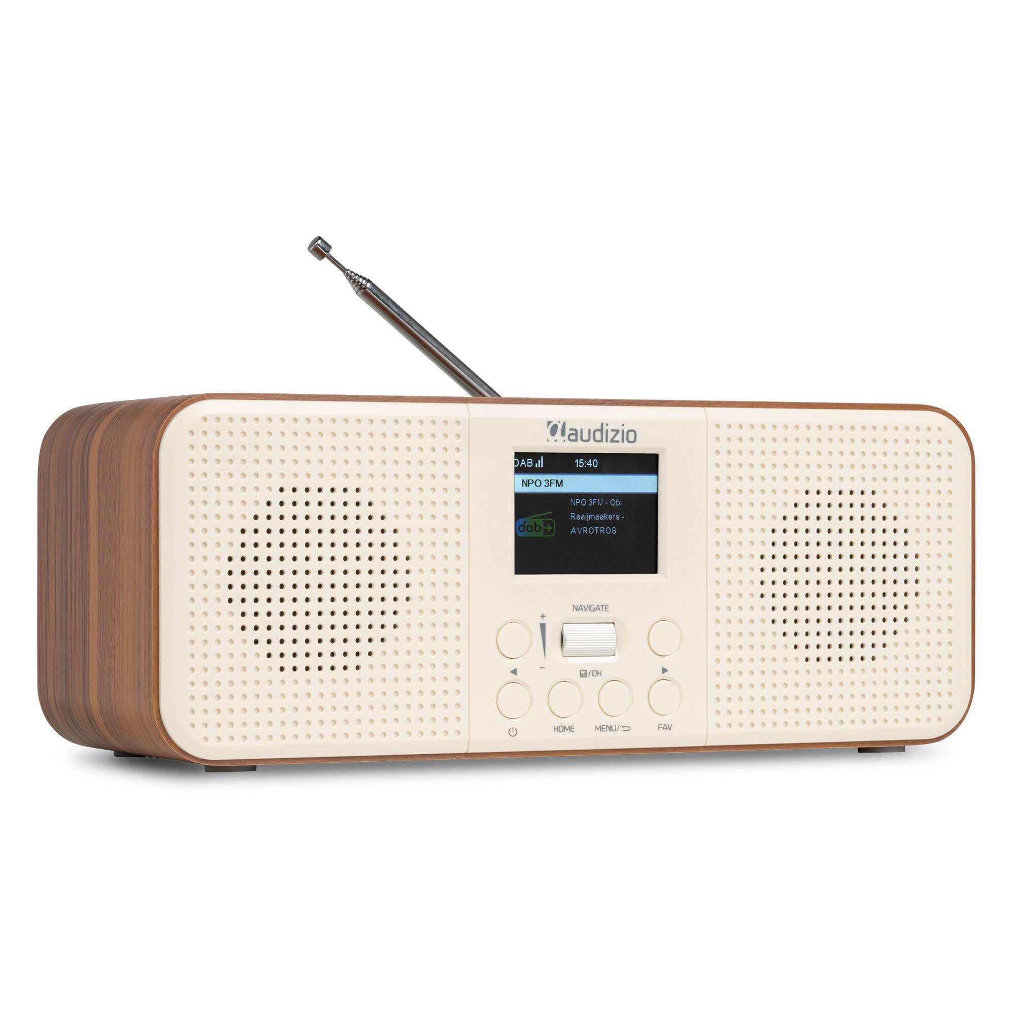 Audizio Bucine – Radio DAB+ FM Internet con Bluetooth, WiFi, 40W, auto scan y pantalla LCD, color madera y crema