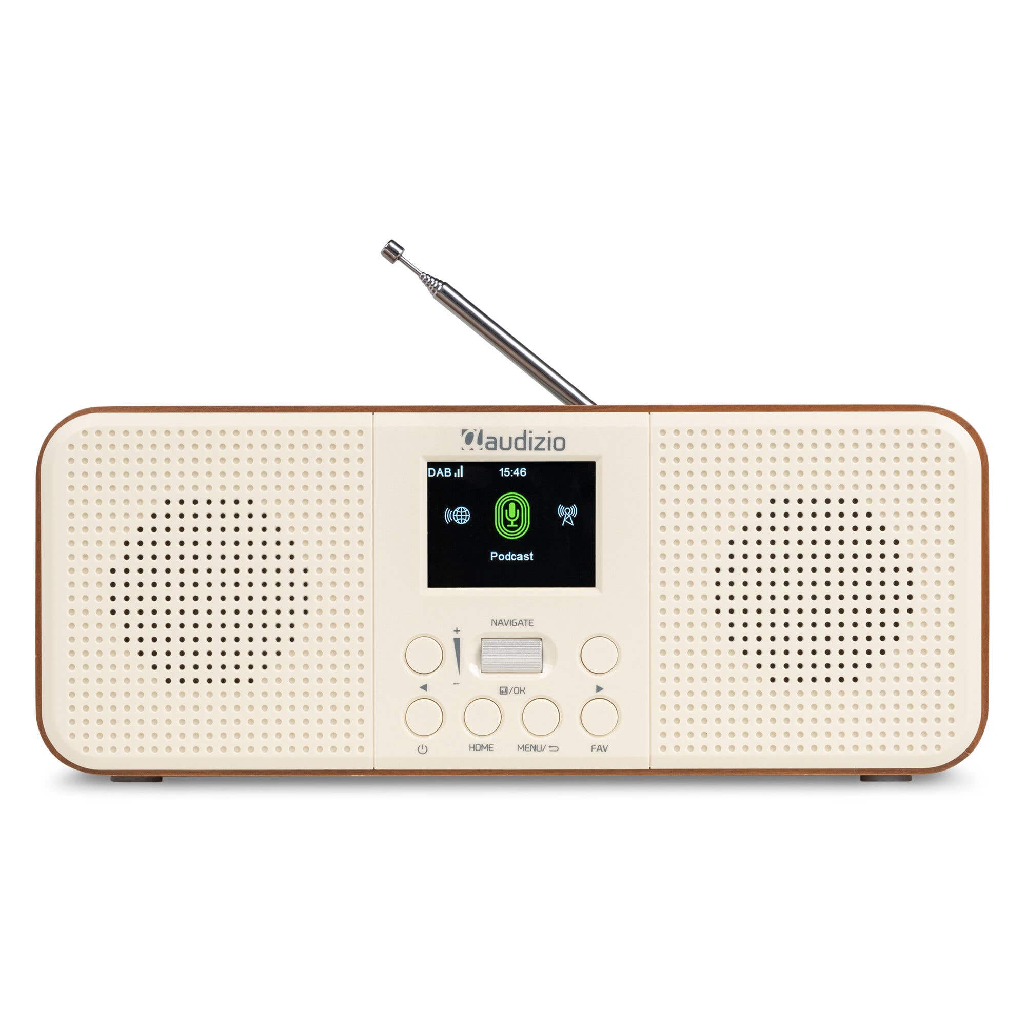 Audizio Bucine – Radio DAB+ FM Internet con Bluetooth, WiFi, 40W, auto scan y pantalla LCD, color madera y crema