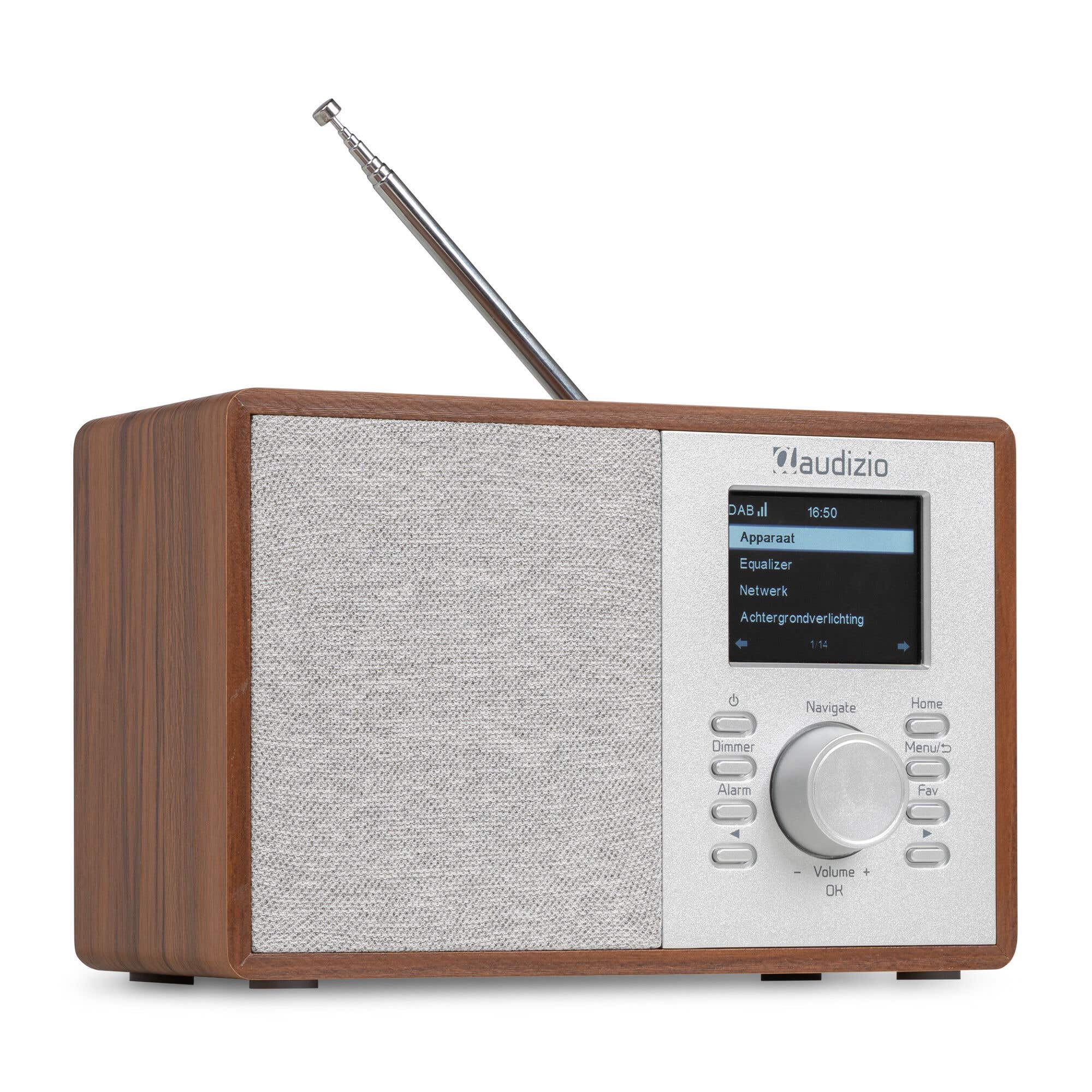 Audizio Cosa – Radio DAB+ FM Internet con Bluetooth 5.2, WiFi, 30W, pantalla color, despertador y entrada AUX, color madera