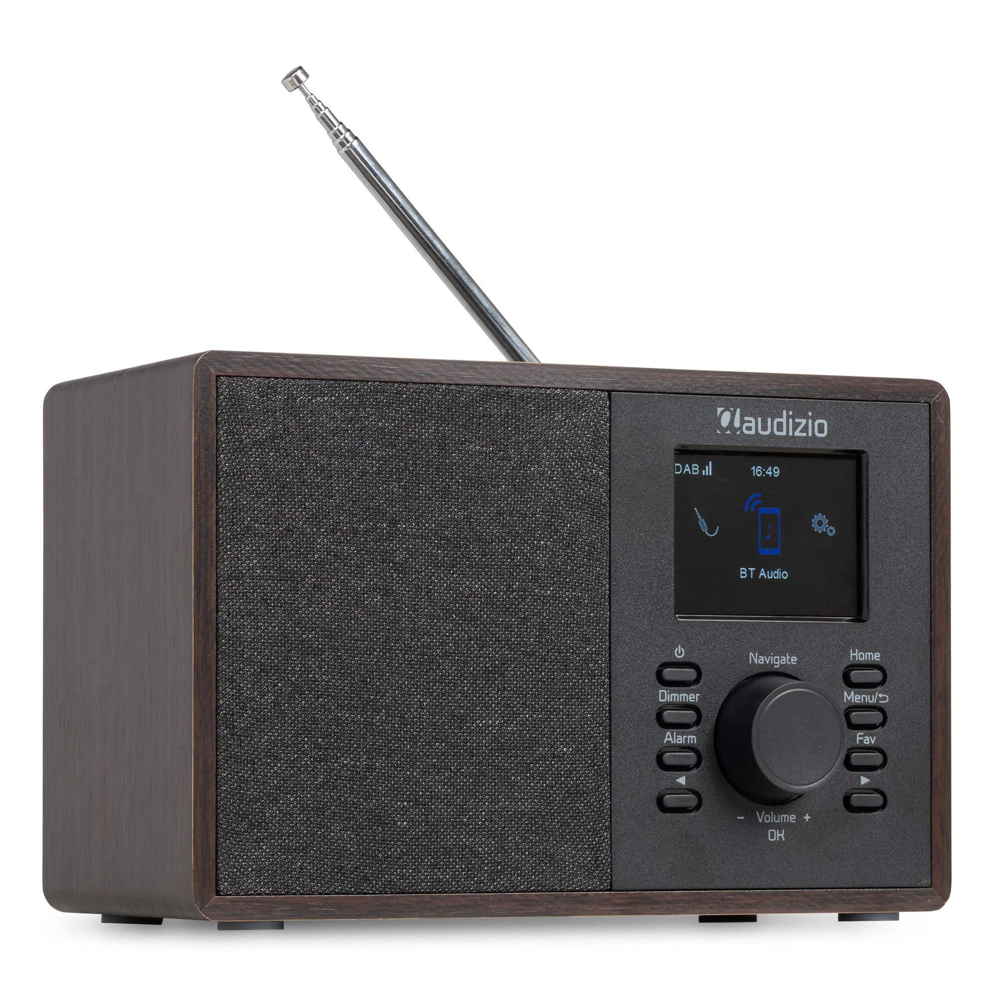 Audizio Cosa – Radio DAB+ FM Internet con Bluetooth 5.2, WiFi, 30W, pantalla color, despertador y entrada AUX, color madera oscura