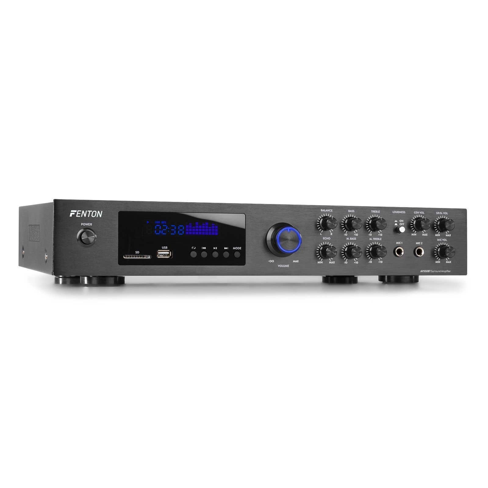 Reacondicionado - Fenton AV550BT Amplificador 5.1 con Bluetooth, radio y reproductor mp3 - 320W