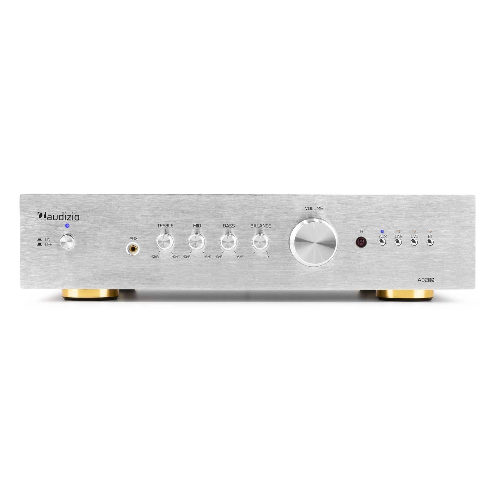 Audizio AD200B amplificador HIFI de 2 canales con bluetooth 5.0, 200w por canal, color aluminio