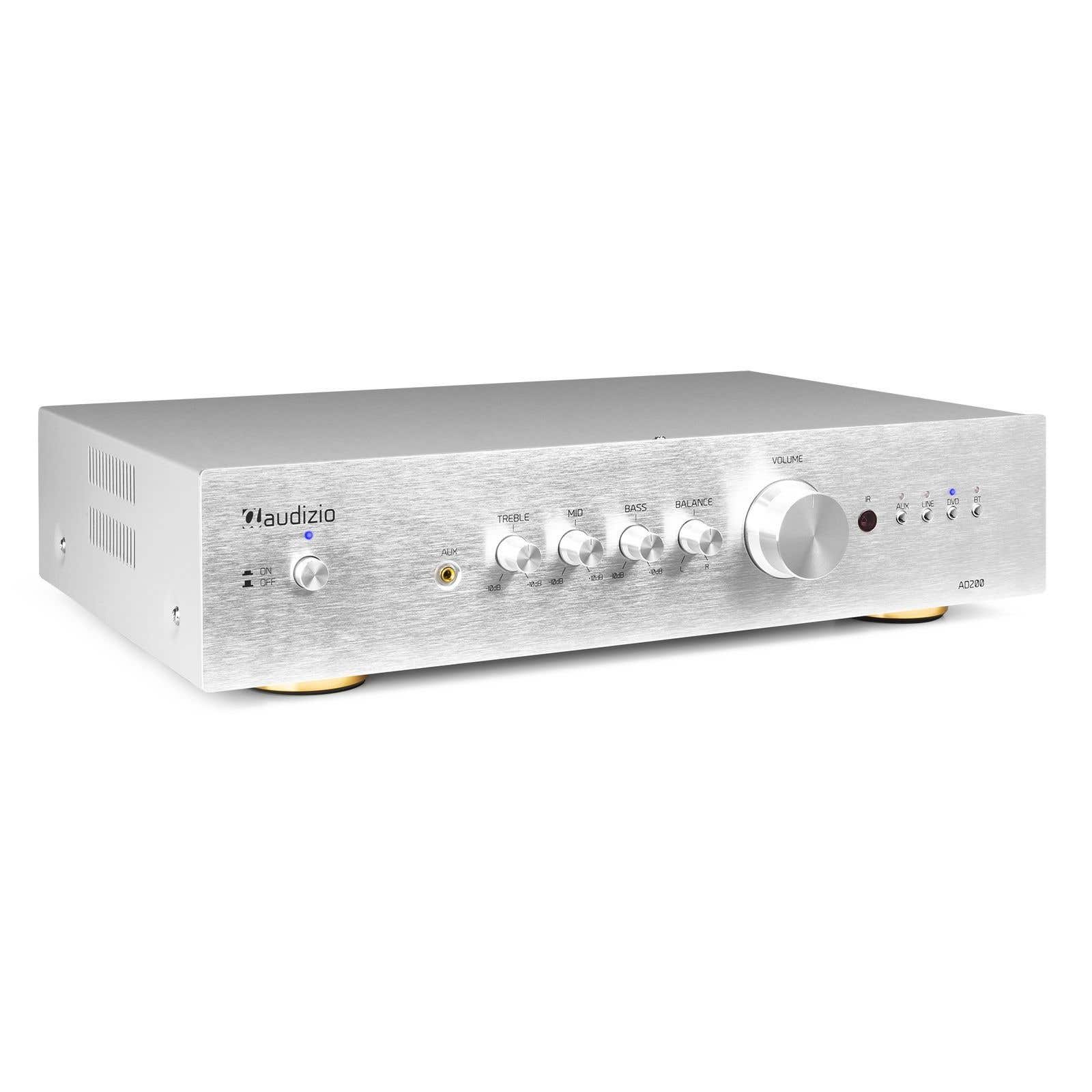 Audizio AD200B amplificador HIFI de 2 canales con bluetooth 5.0, 200w por canal, color aluminio