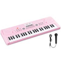 Reacondicionado - MAX KD49P teclado de 49 teclas para niños con micrófono, efectos y canciones de demostración. Piano de juguete infantil - Rosa