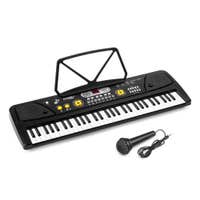 MAX KD61 – Piano infantil eléctrico de 61 teclas con batería recargable, micrófono y pantalla LED – Color negro