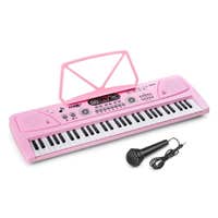 MAX KD61P – Teclado digital 61 teclas con batería, función grabación, MIDI USB y micrófono incluido, color rosa