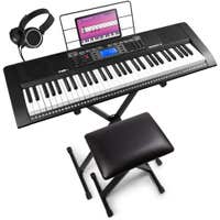 MAX Rhapsody61 Conjunto de teclado completo de 61 teclas con método de aprendizaje, banqueta, soporte y auriculares