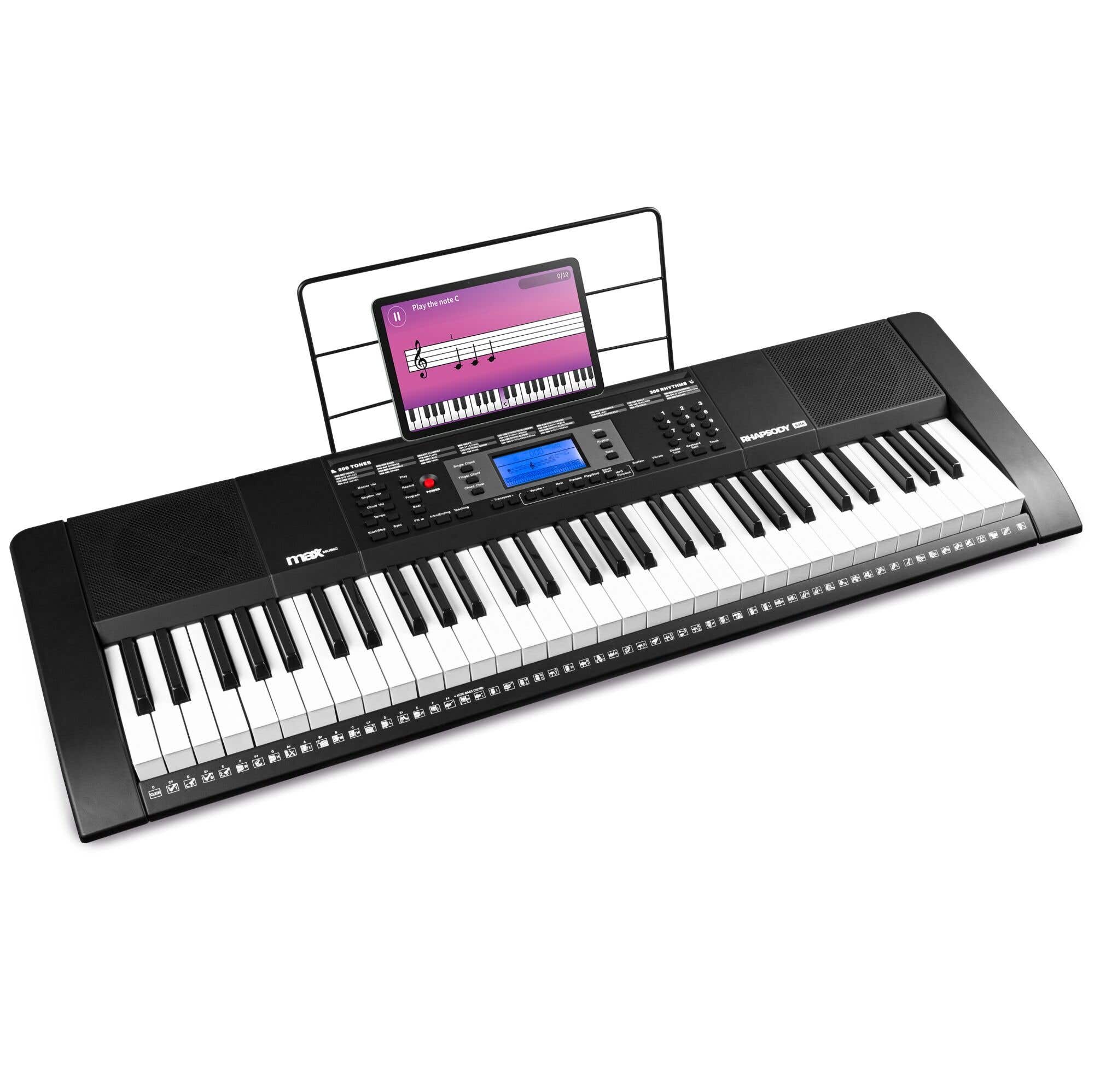 Reacondicionado - MAX Rhapsody61M teclado piano con 61 teclas sensibles al tacto - Con reproductor mp3 USB y MIDI