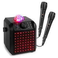 Fenton KAR55B - Pack de karaoke con 2 micrófonos - Altavoz karaoke con Bluetooth y Jelly Ball - Negro