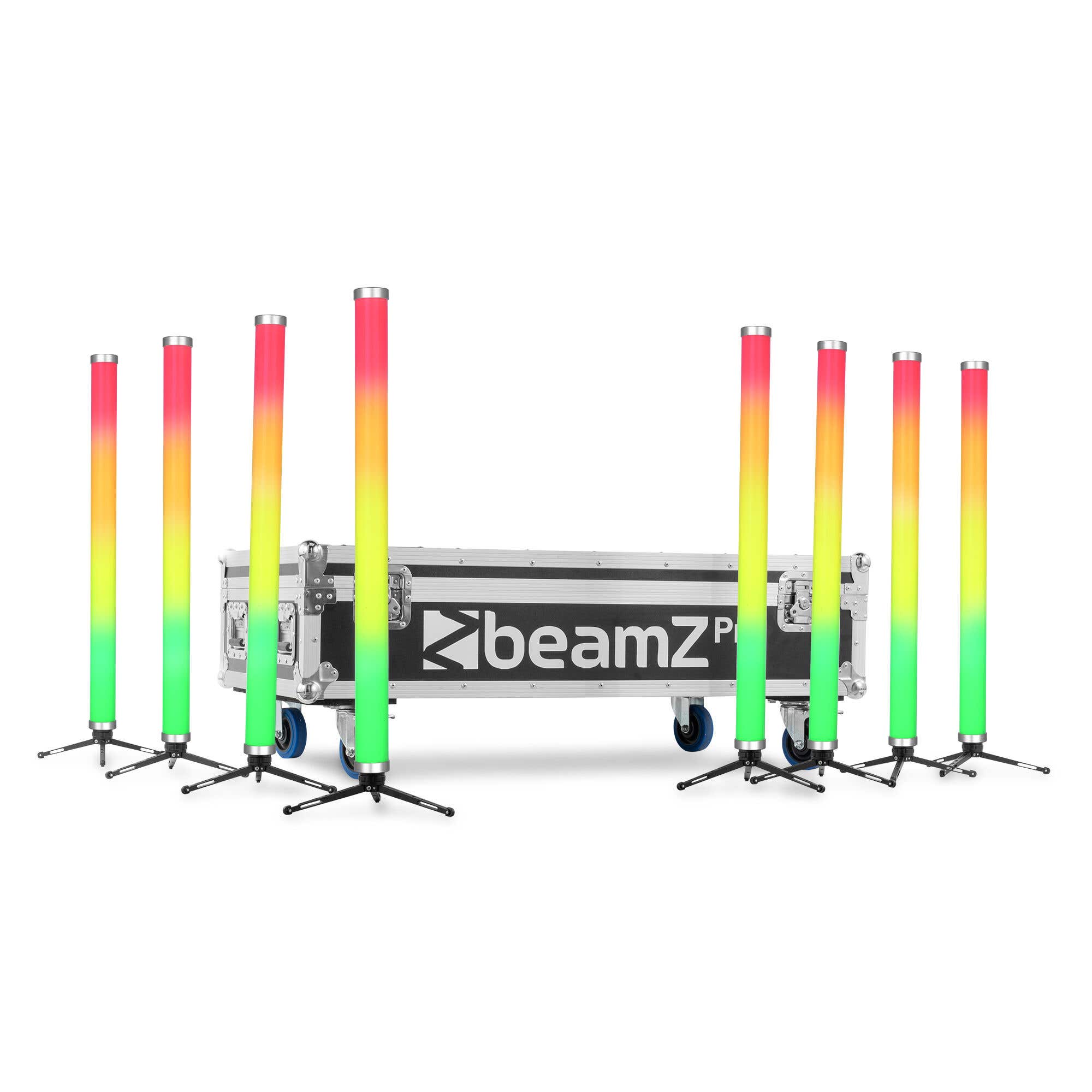 BeamZ Professional Kratos Tube70 – Pack 8 unidades LED RGBW IP65 con batería y WDMX + Flightcase