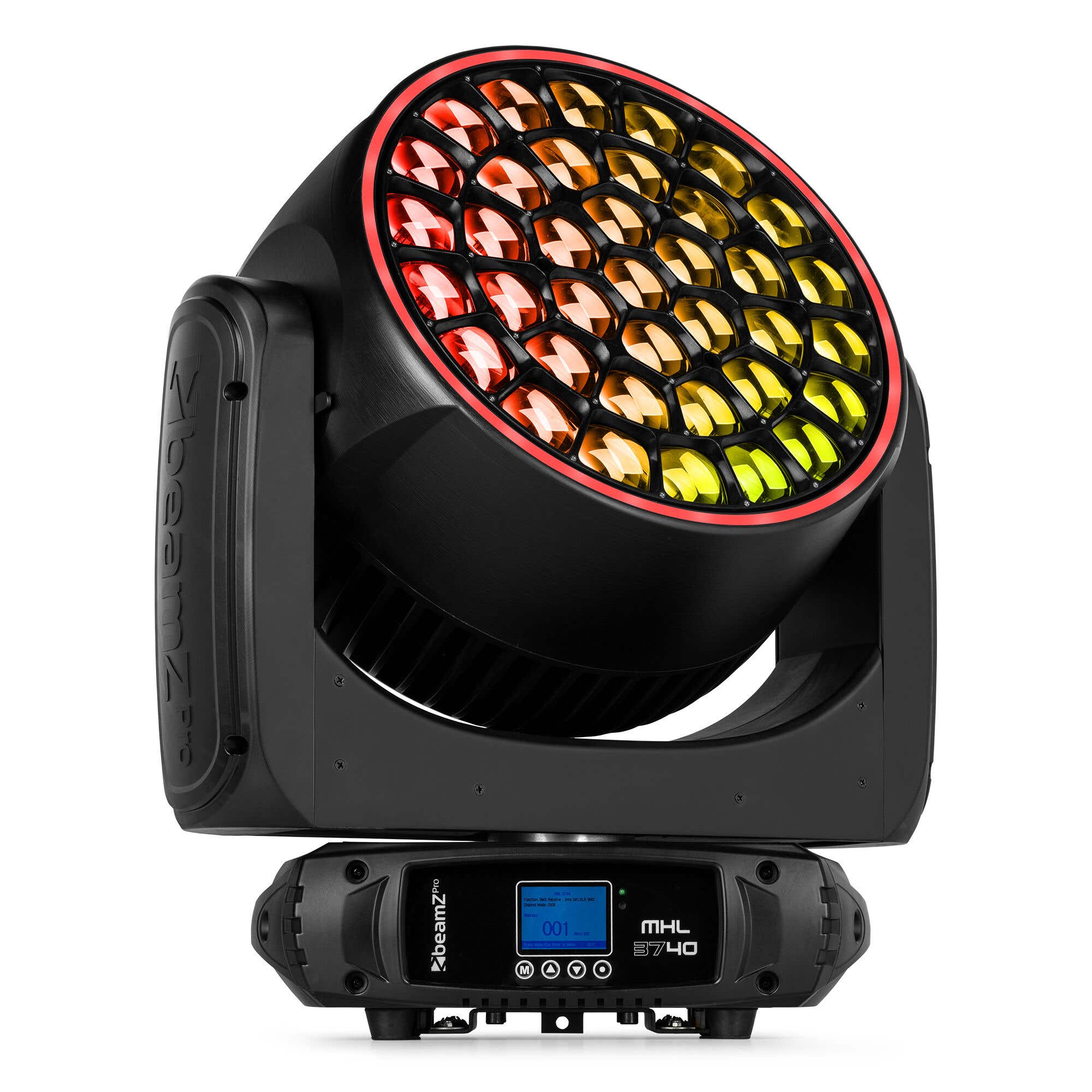 BeamZ Professional MHL3740 – Cabeza movil LED wash 37x40W RGBW con zoom motorizado, control DMX y pixel control, color negro