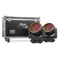 BeamZ Professional MHL3740 – Pack de 2 cabezas moviles LED wash 37x40W RGBW con zoom, pixel control, flightcase y control DMX, color negro