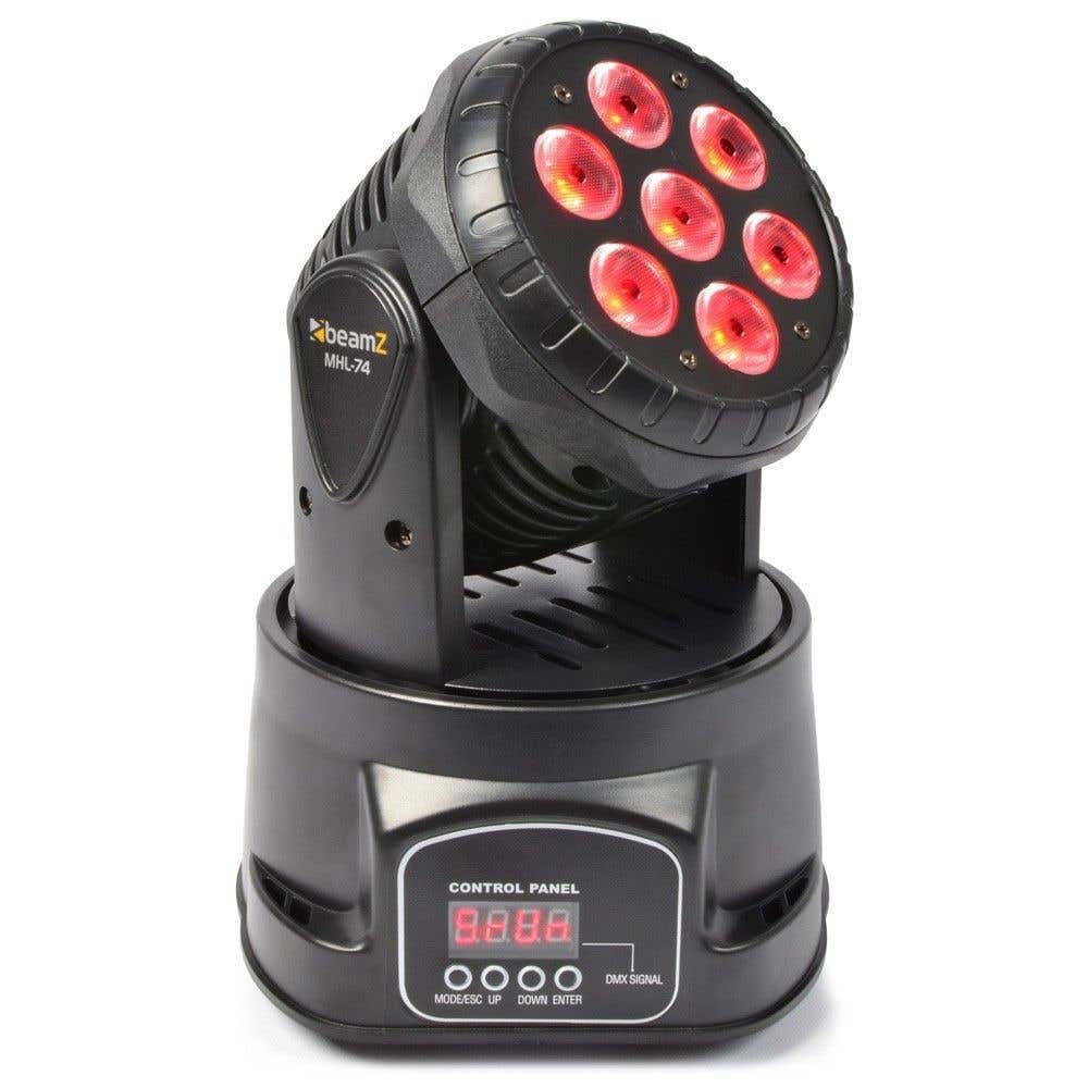 beamZ MHL74 Mini Cabeza Movil Wash 7X 10W DMX 12 Canales Quad LED