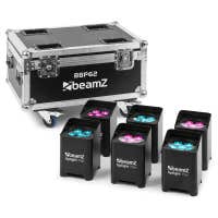 BeamZ BBP62 Uplighter Pack, 6 Uplights (interior/exterior) en Flightcase con cargador