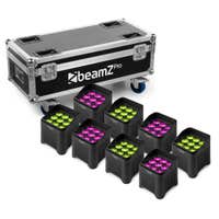 BeamZ Professional BBP48 - Juego de 8 focos a batería en estuche de transporte - Focos impermeables - RGBWA-UV