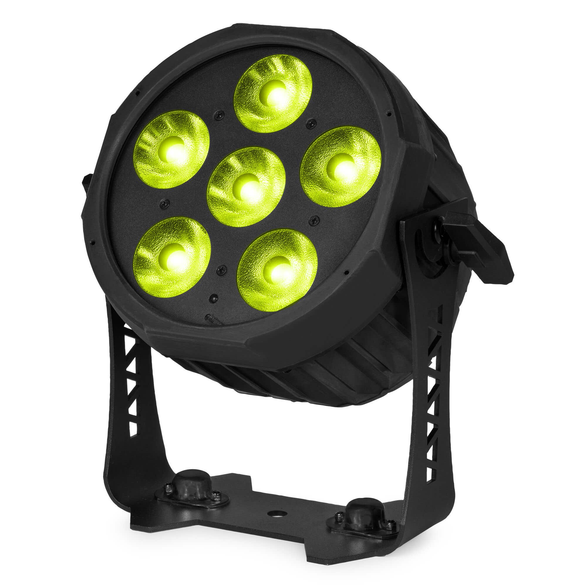 BeamZ Pro WX66 - Foco LED PAR Exterior IP65, RGBALC,  6 x 20W, DMX y WDMX, Display OLED, Color negro