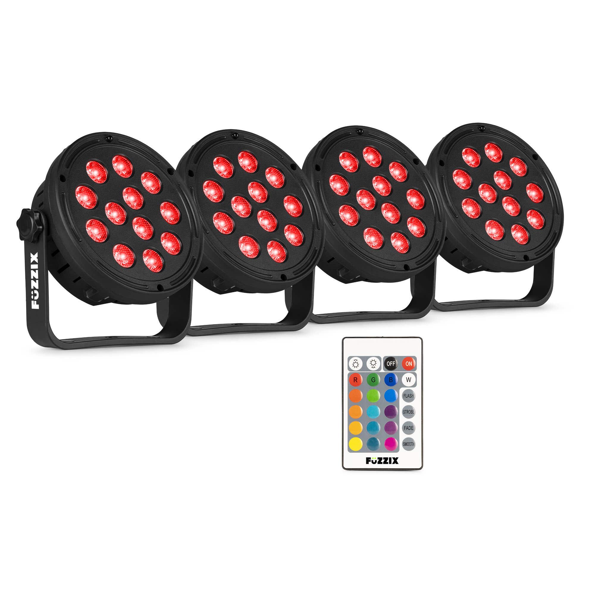 Fuzzix Comet M12 - Set 4 focos LED RGB Party Par con mando y programas automáticos