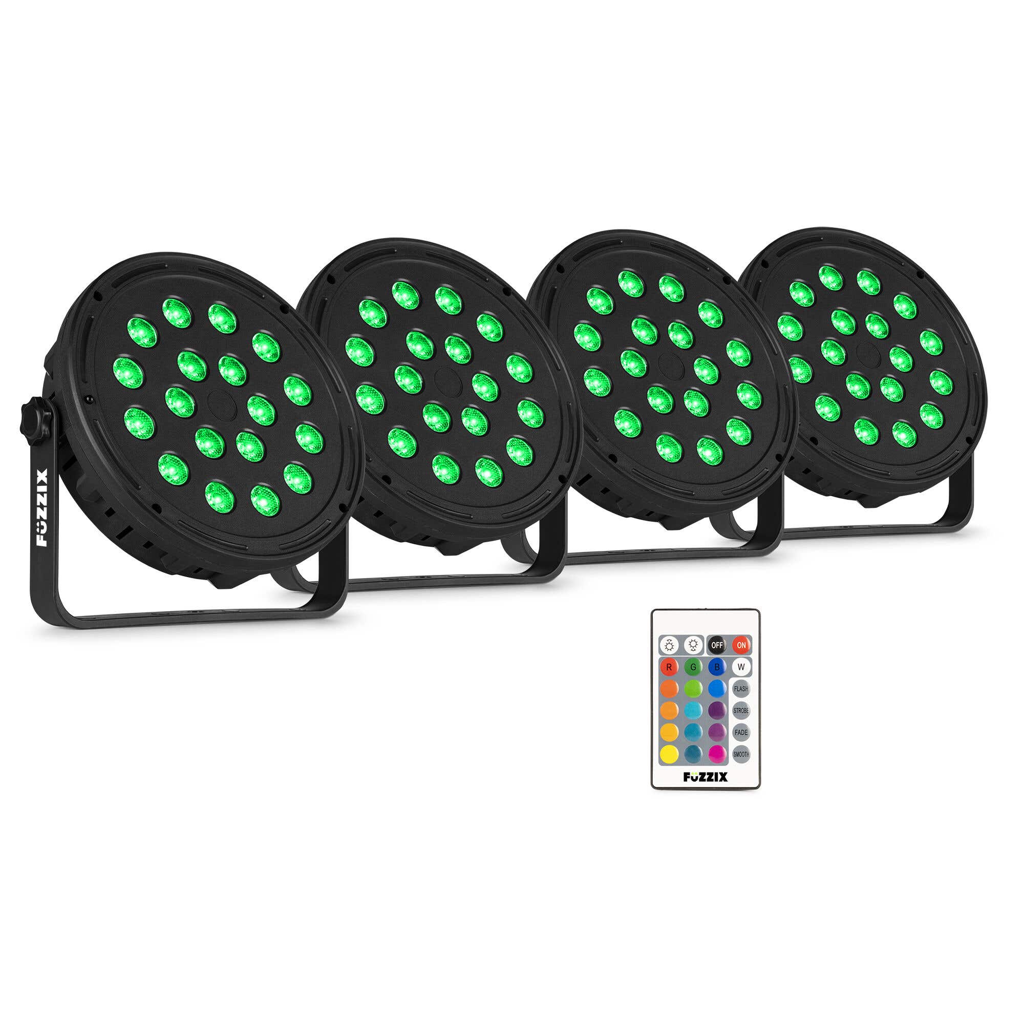 Fuzzix Comet M16 - Set de 4 focos LED RGB con mando a distancia y programas automáticos