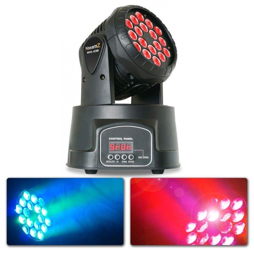 BeamZ Cabeza movil MHL108MK4 Wash 18 x 3W RGB 11 canales DMX