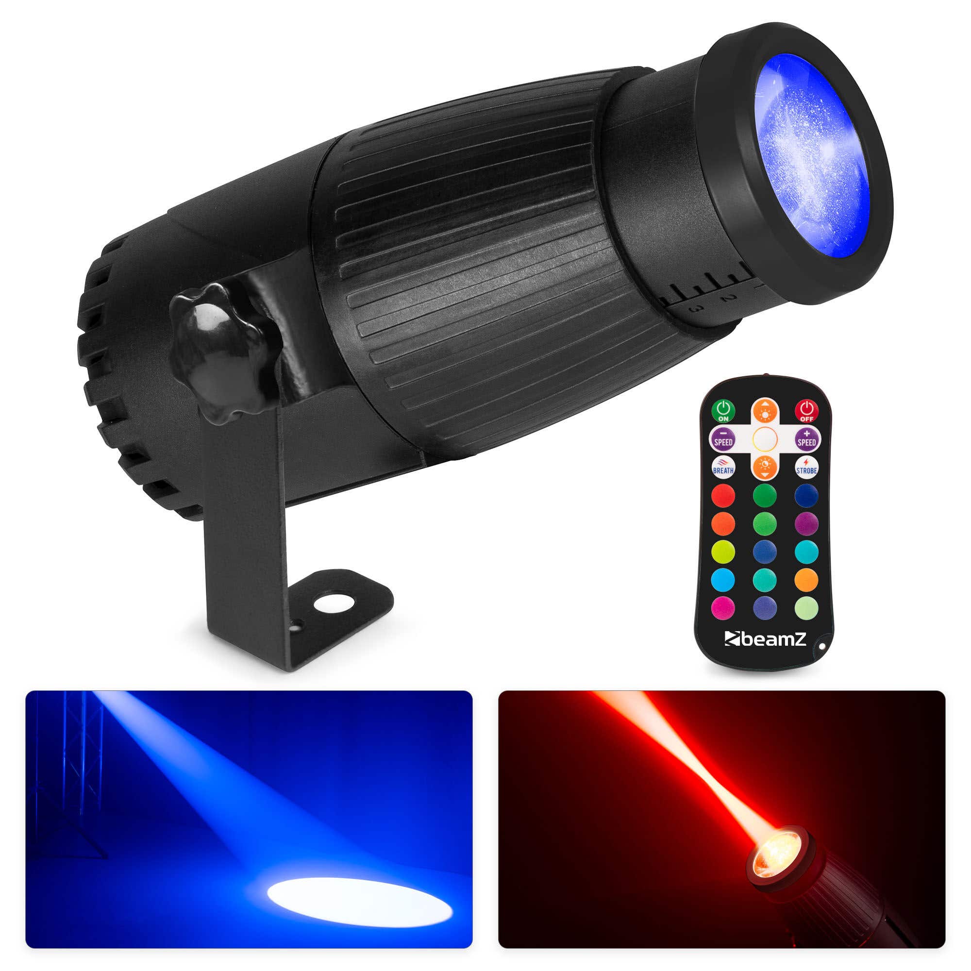 Reacondicionado - BeamZ PSZ18W – Foco LED RGB de 18W con zoom manual y mando a distancia