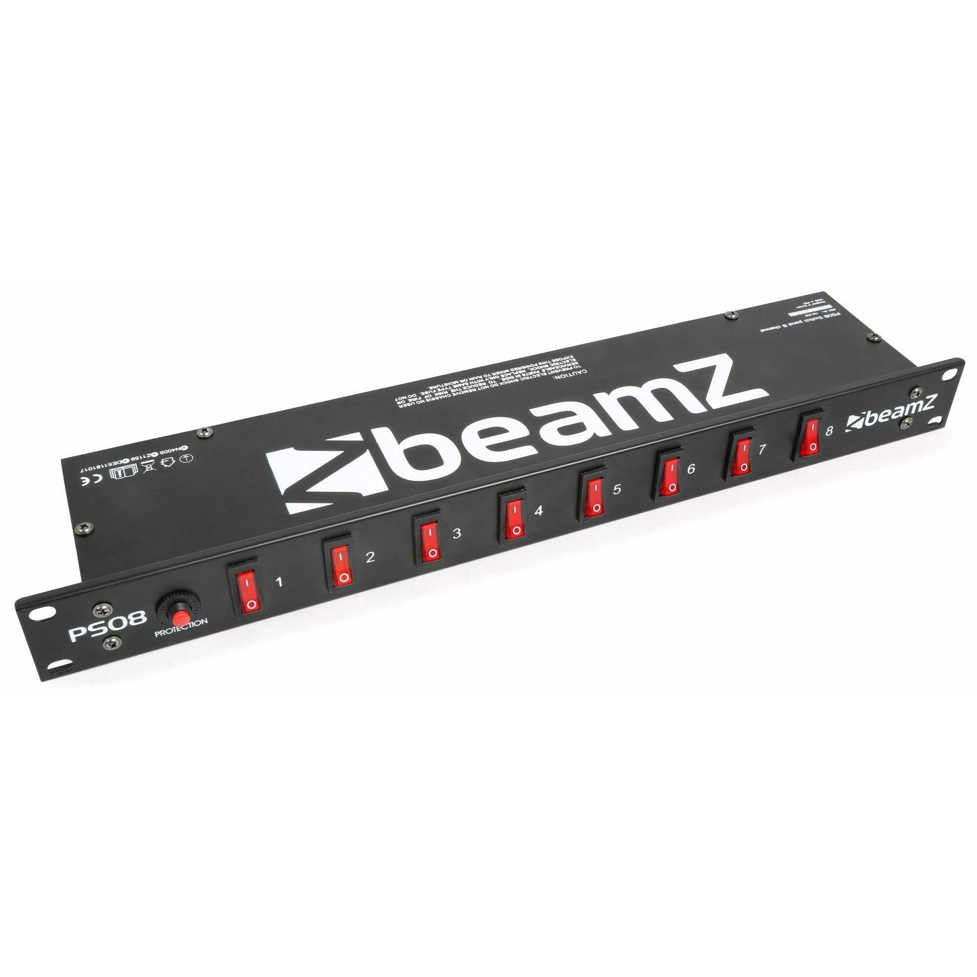 beamZ PS08 Panel de interruptores 8 canales con conectores IEC