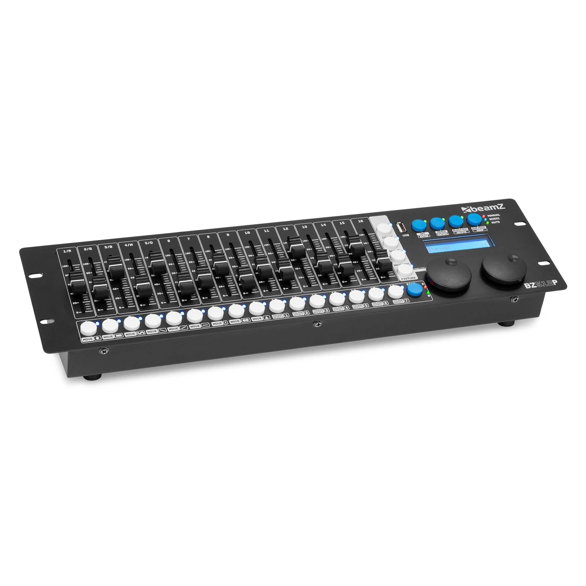 BeamZ BZ512P – Controlador DMX de 512 canales para hasta 28 dispositivos, formato 19"