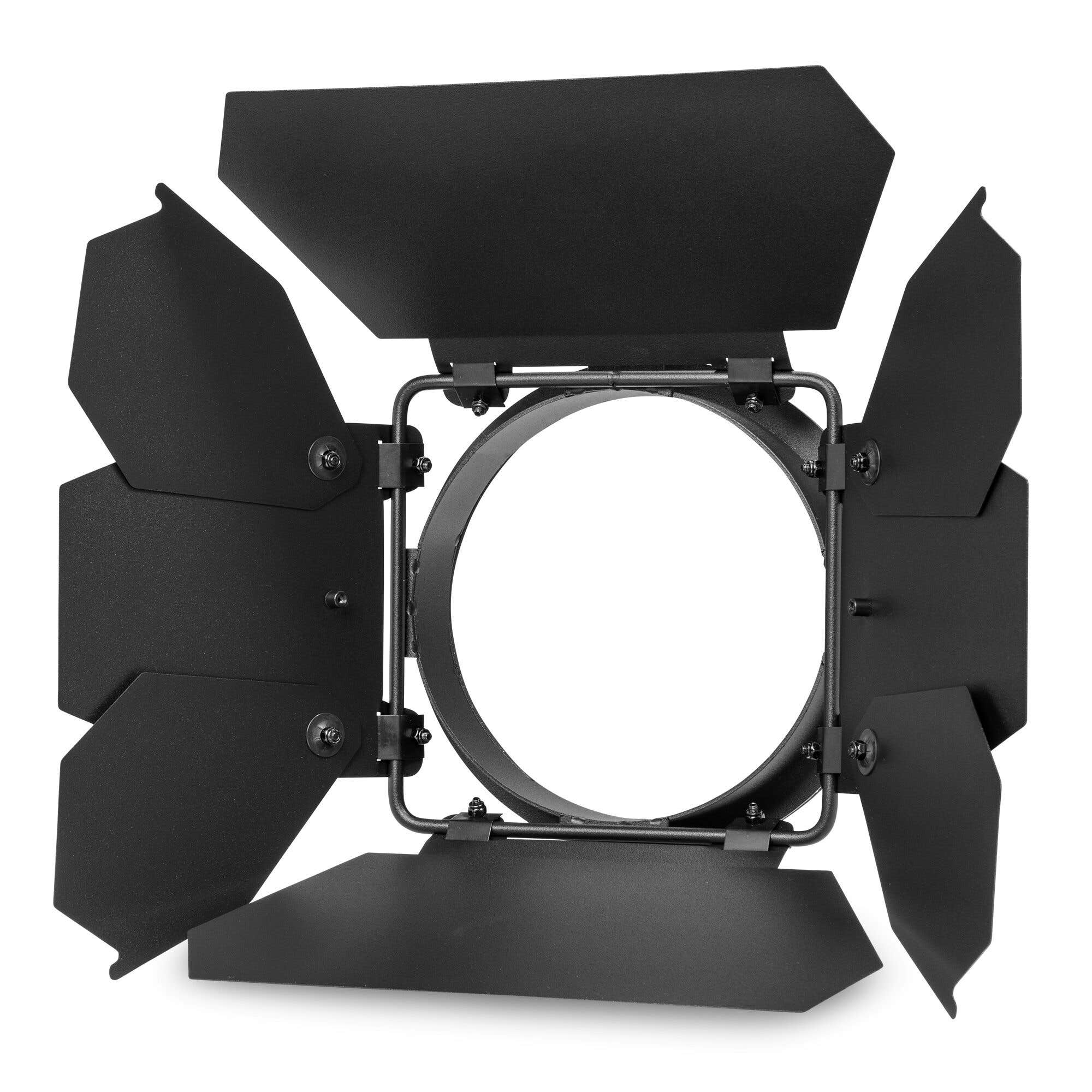 BeamZ Professional BTM100 Barndoor - Visera metálica ajustable para fresnel, control preciso del haz y reducción de luz dispersa