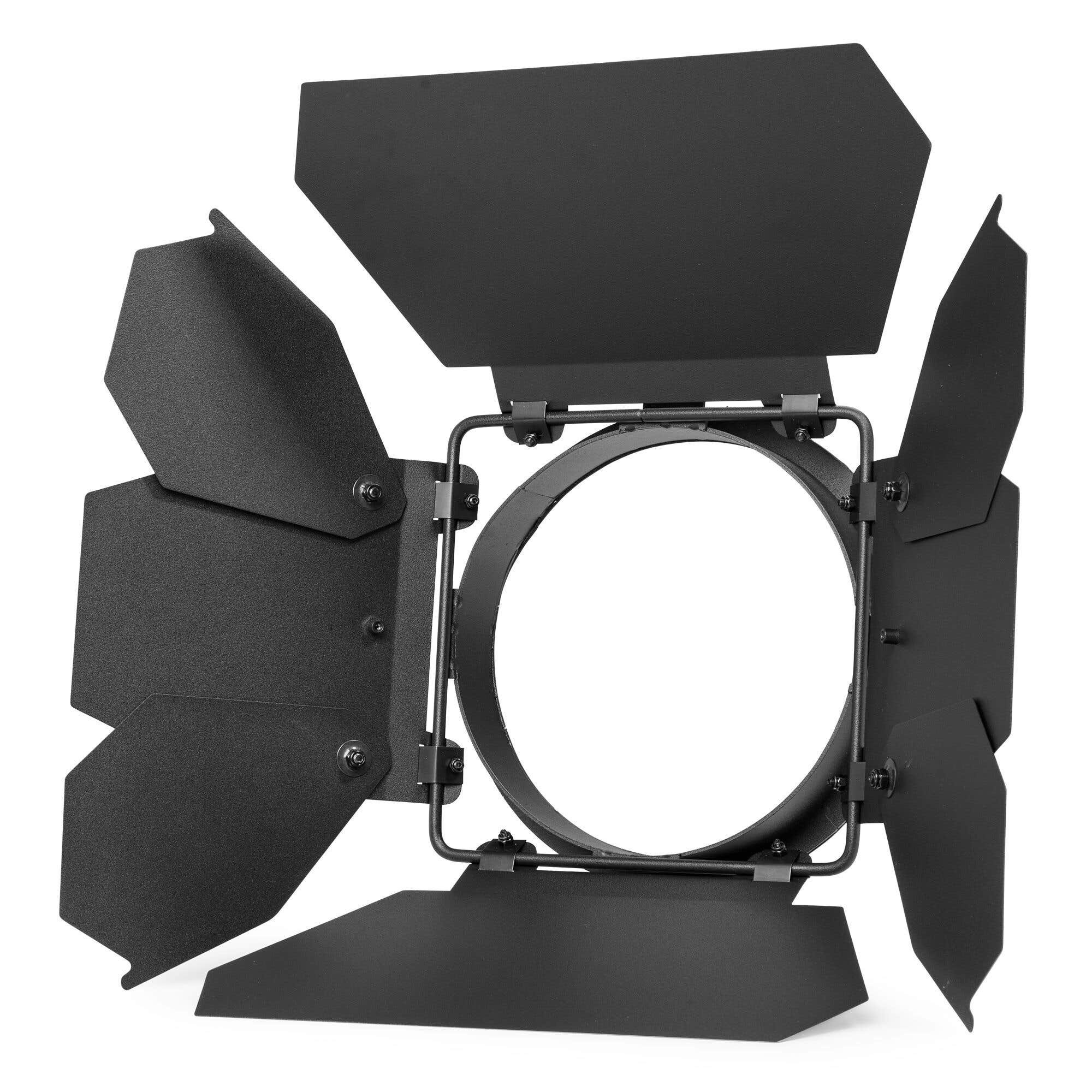 BeamZ BARNDOOR BTM250 – Visera metálica profesional para focos Fresnel BTM250, control de haz y reducción de luz parásita