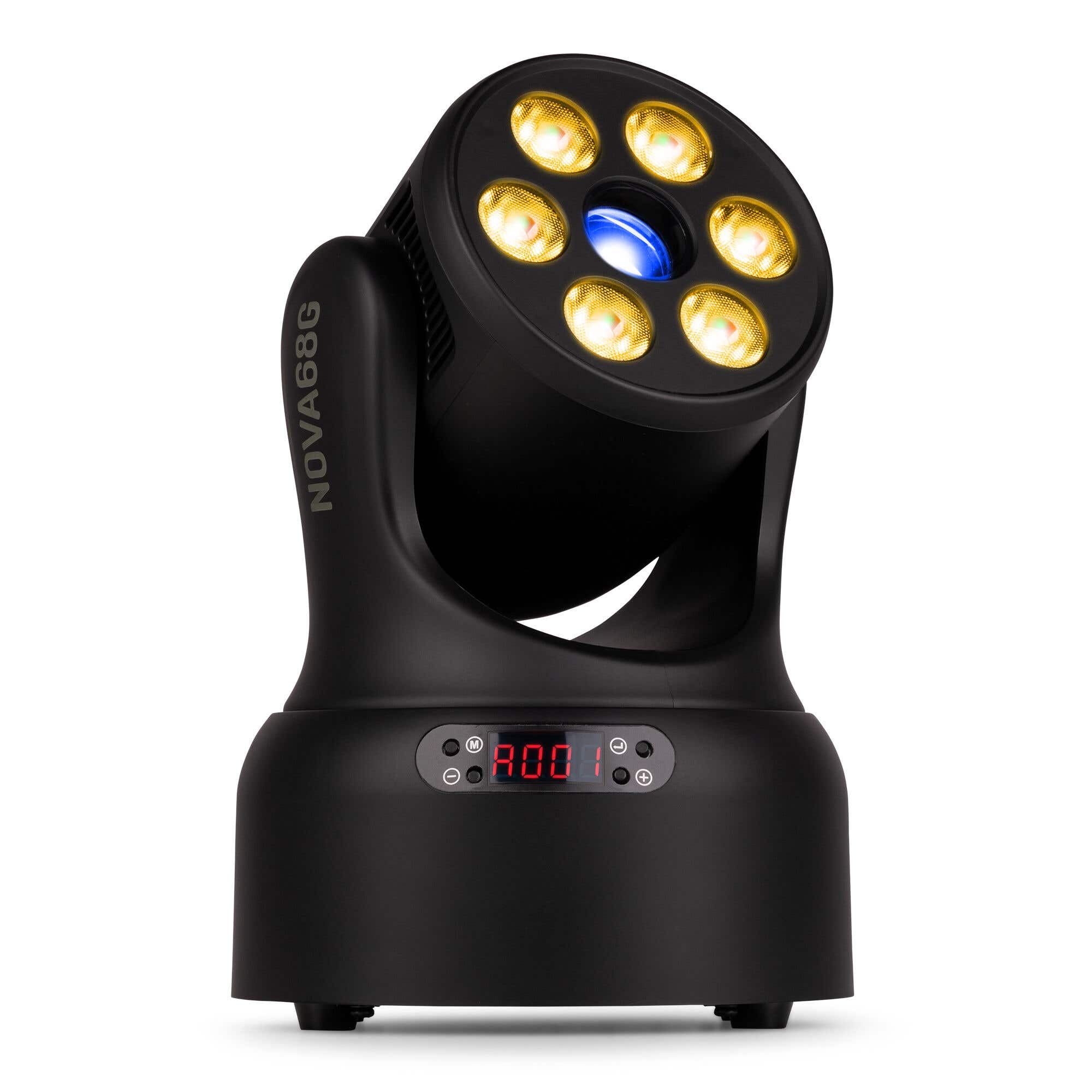 BeamZ NOVA68G-BK – Cabeza móvil LED RGBW con gobo 6 x 8W + 30W, foco LED móvil DMX para iluminación discoteca profesional, color negro