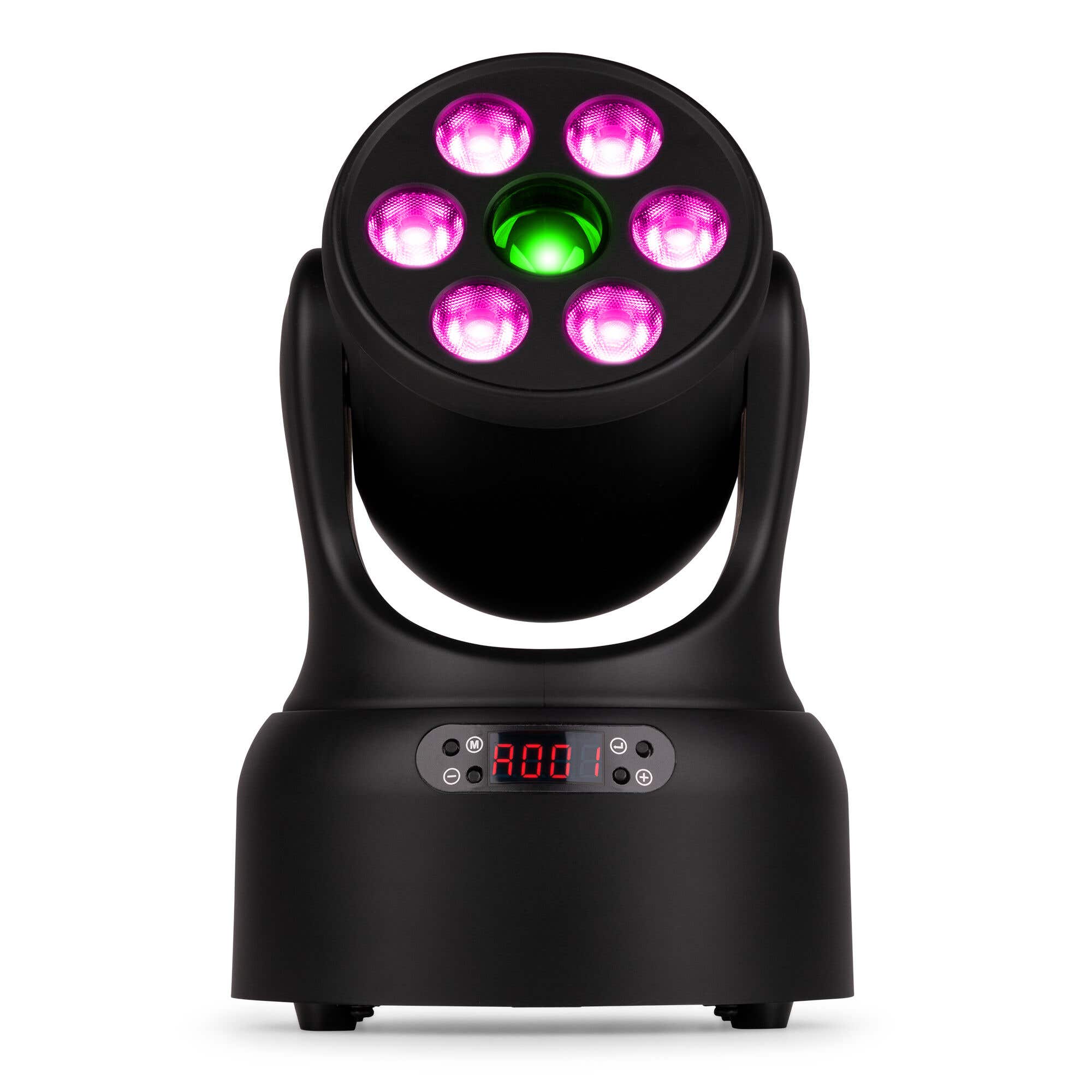 BeamZ NOVA68G-BK – Cabeza móvil LED RGBW con gobo 6 x 8W + 30W, foco LED móvil DMX para iluminación discoteca profesional, color negro