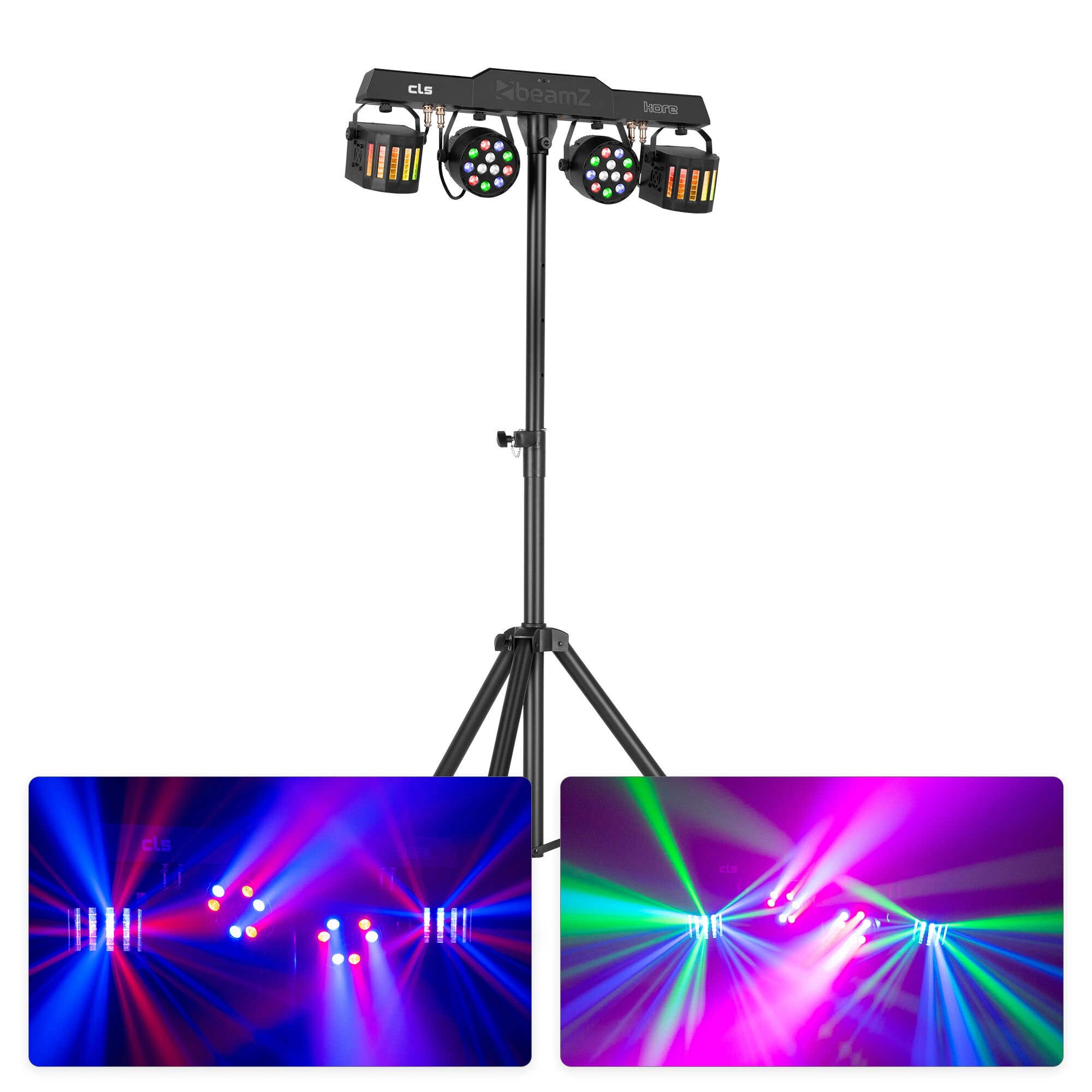 BeamZ CLS Kore Party Bar - 2 PAR LED RGBW, 2 Derby, DMX 512, trípode y mando a distancia