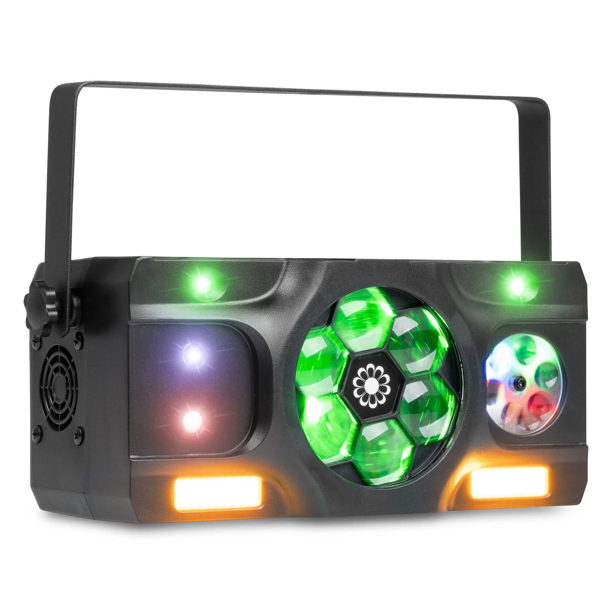 Fuzzix Stellar2 - Efecto de iluminación LED 5 en 1 con Bee Eye, Gobo, estrobo doble y control DMX