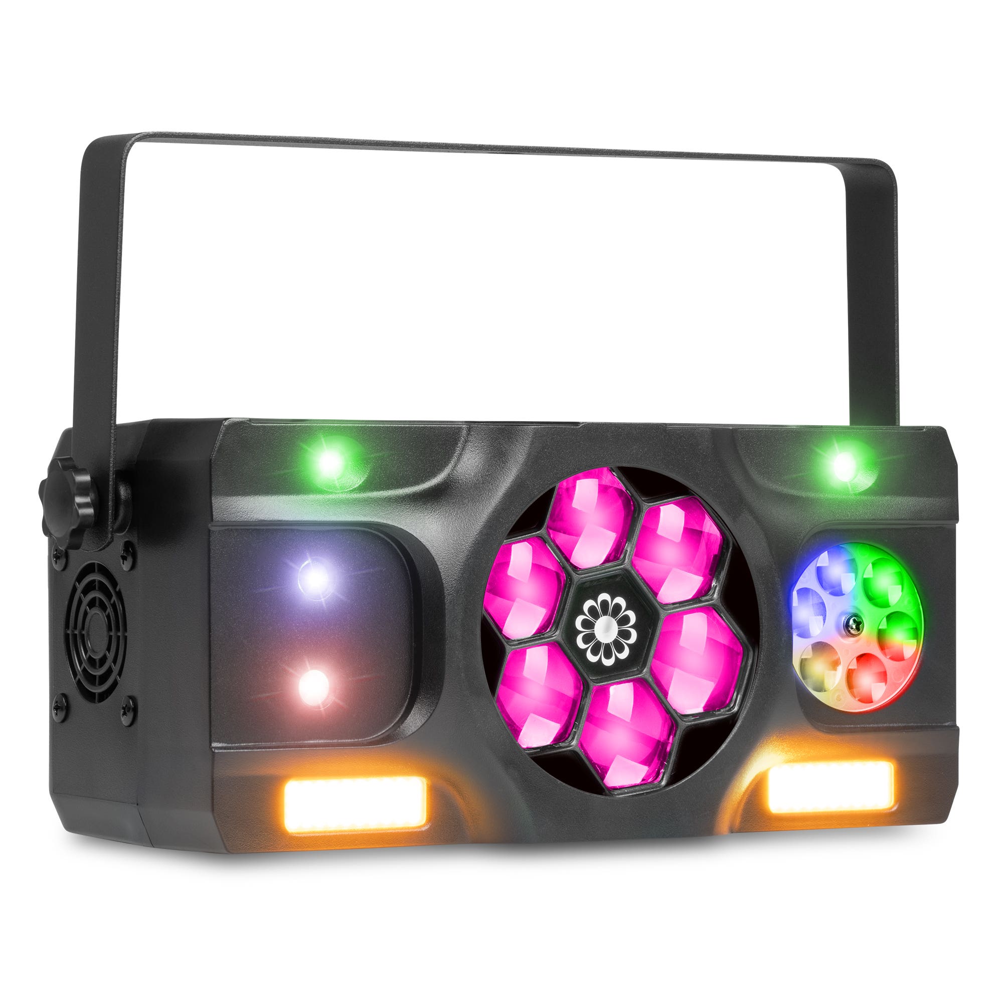 Fuzzix Stellar2 - Efecto de iluminación LED 5 en 1 con Bee Eye, Gobo, estrobo doble y control DMX