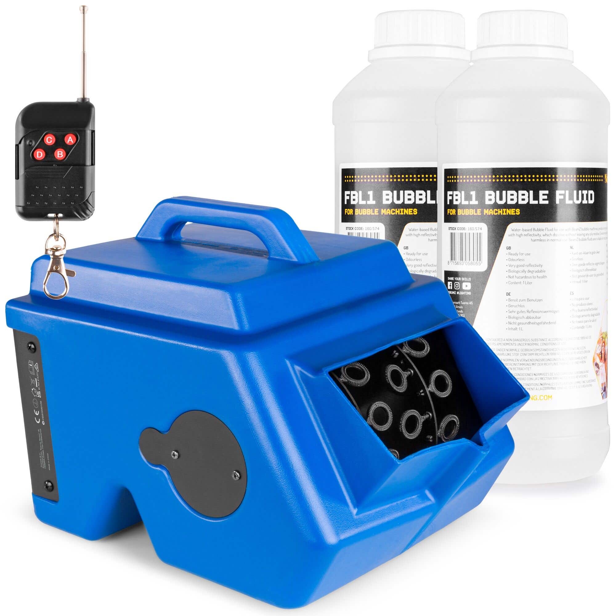 Máquina de burbujas BeamZ B1500 con 2 litros de líquido - Incluye control remoto